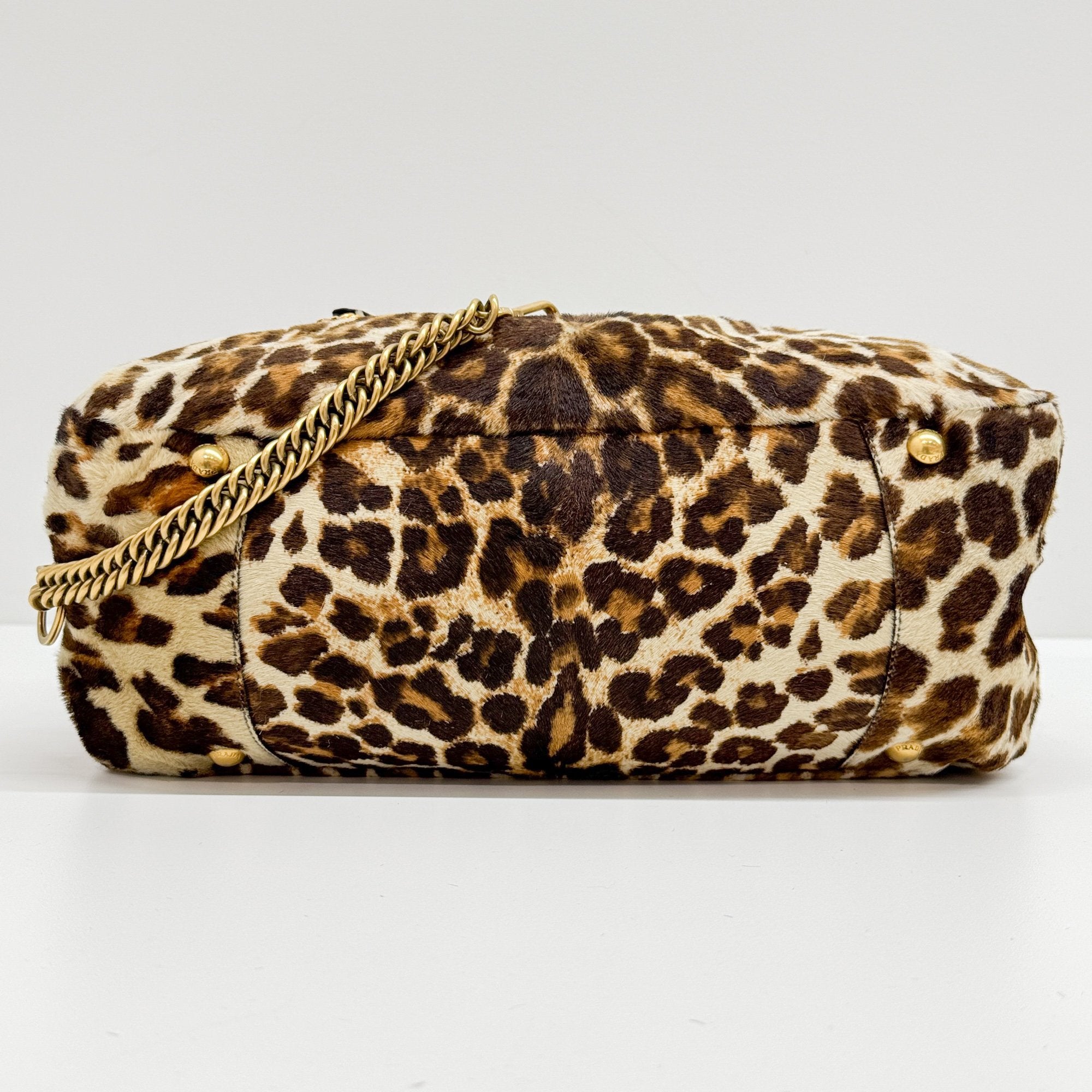 Brown Leopard Print Pony Hair Hand Bag