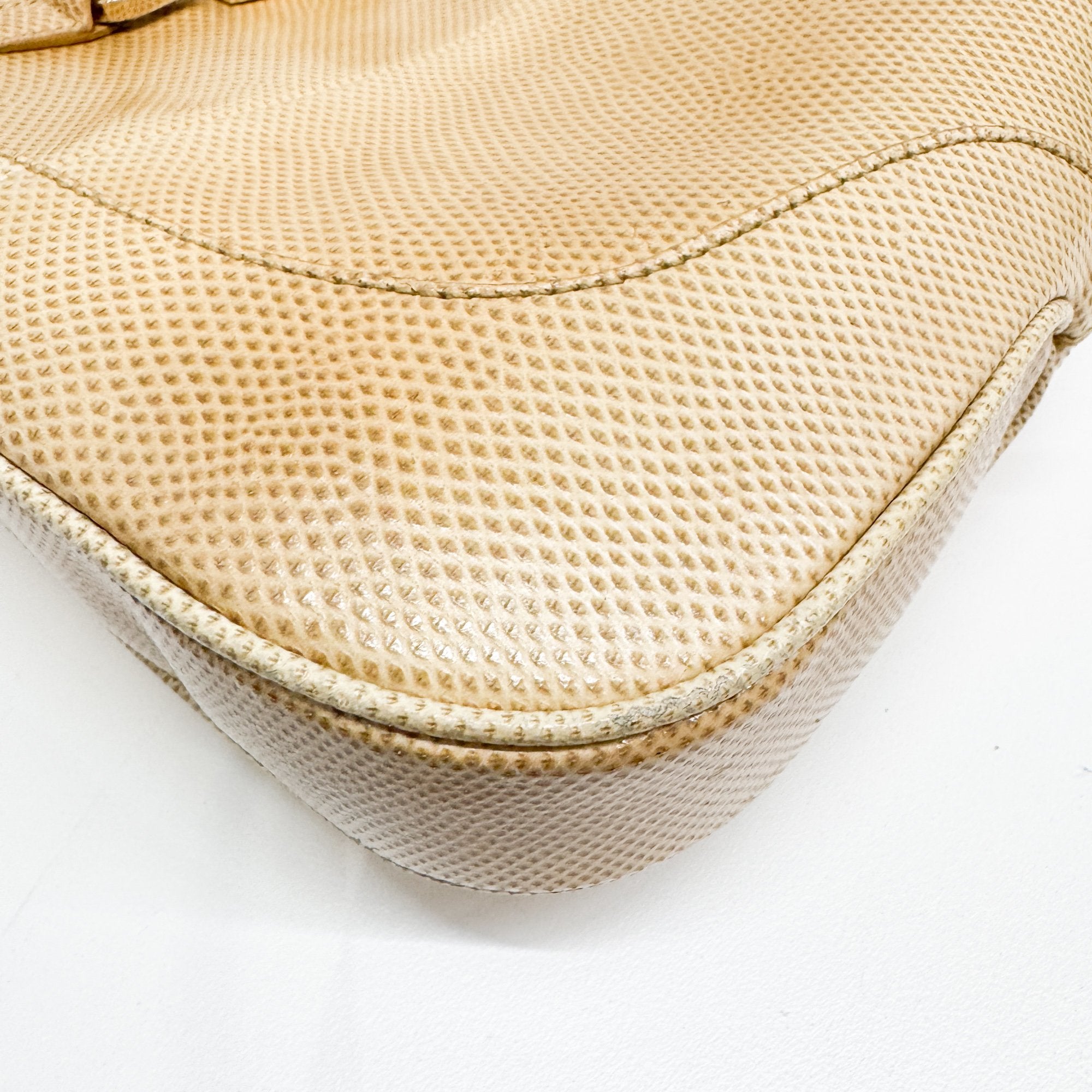 Jackie Yellow Lizzard Embossed Shoulder Bag
