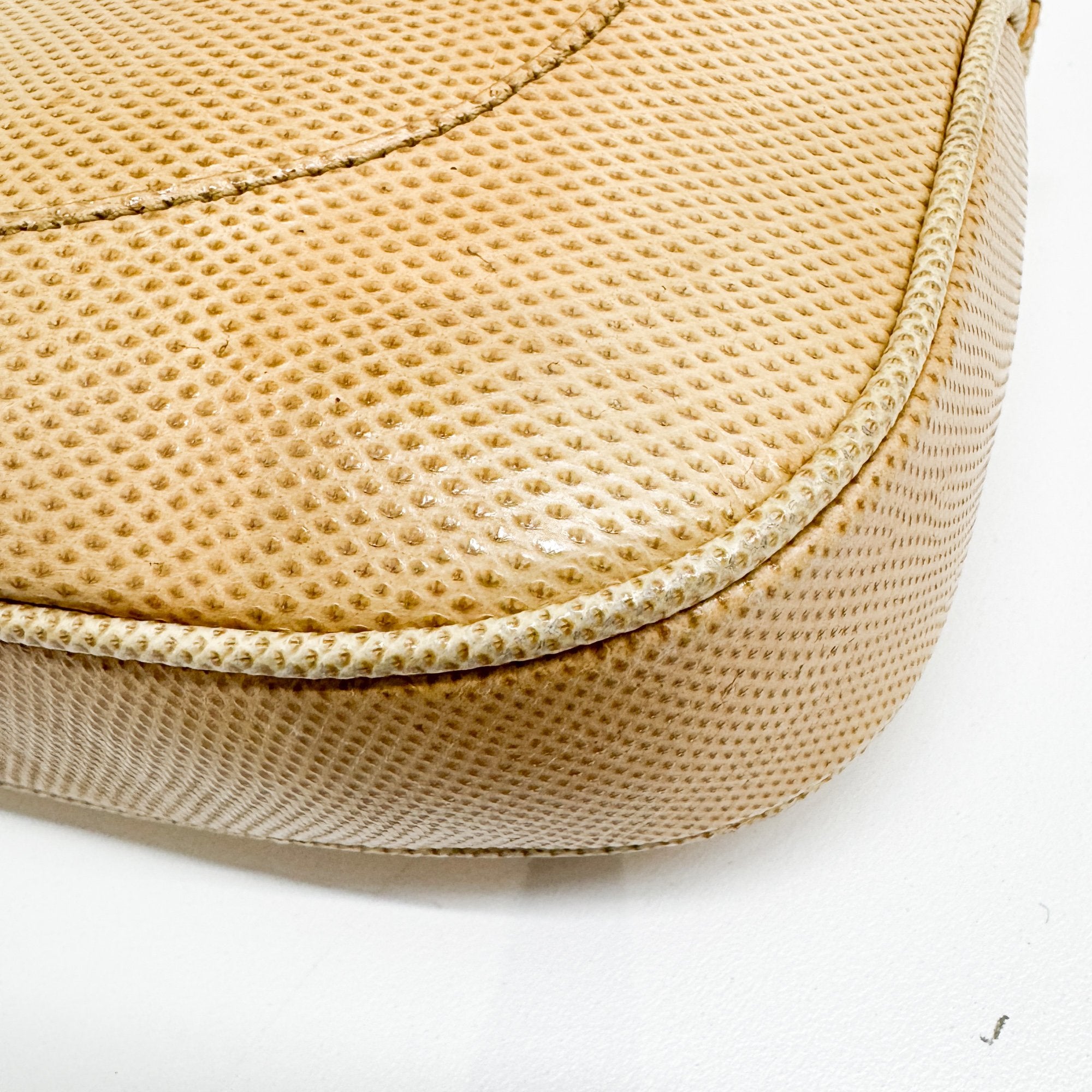 Jackie Yellow Lizzard Embossed Shoulder Bag