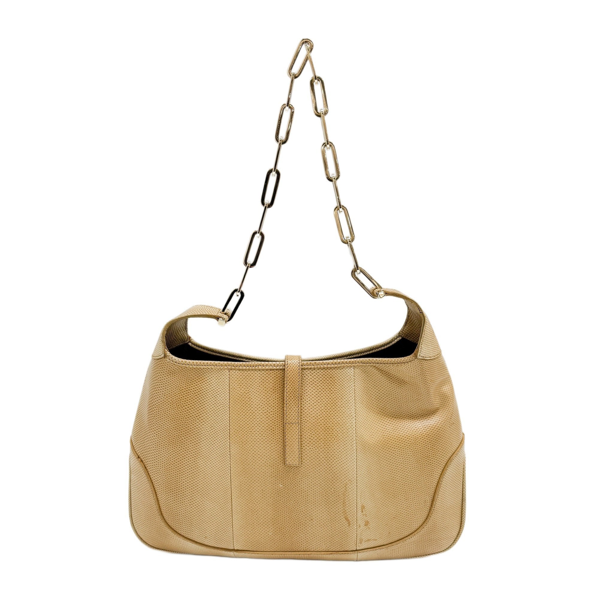 Jackie Yellow Lizzard Embossed Shoulder Bag