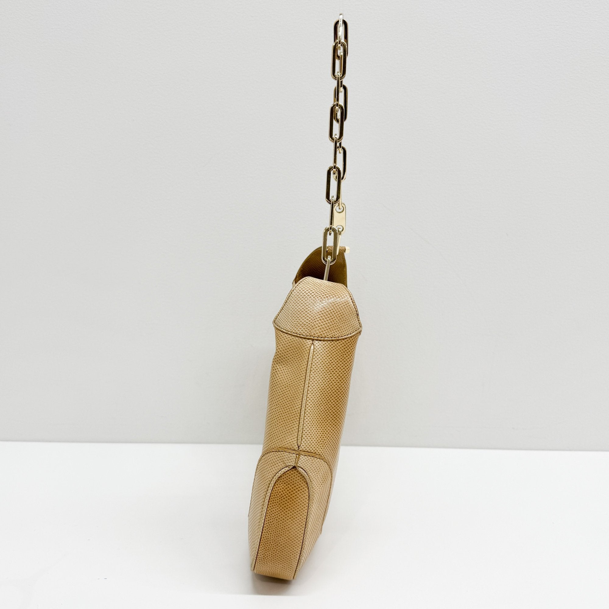 Jackie Yellow Lizzard Embossed Shoulder Bag