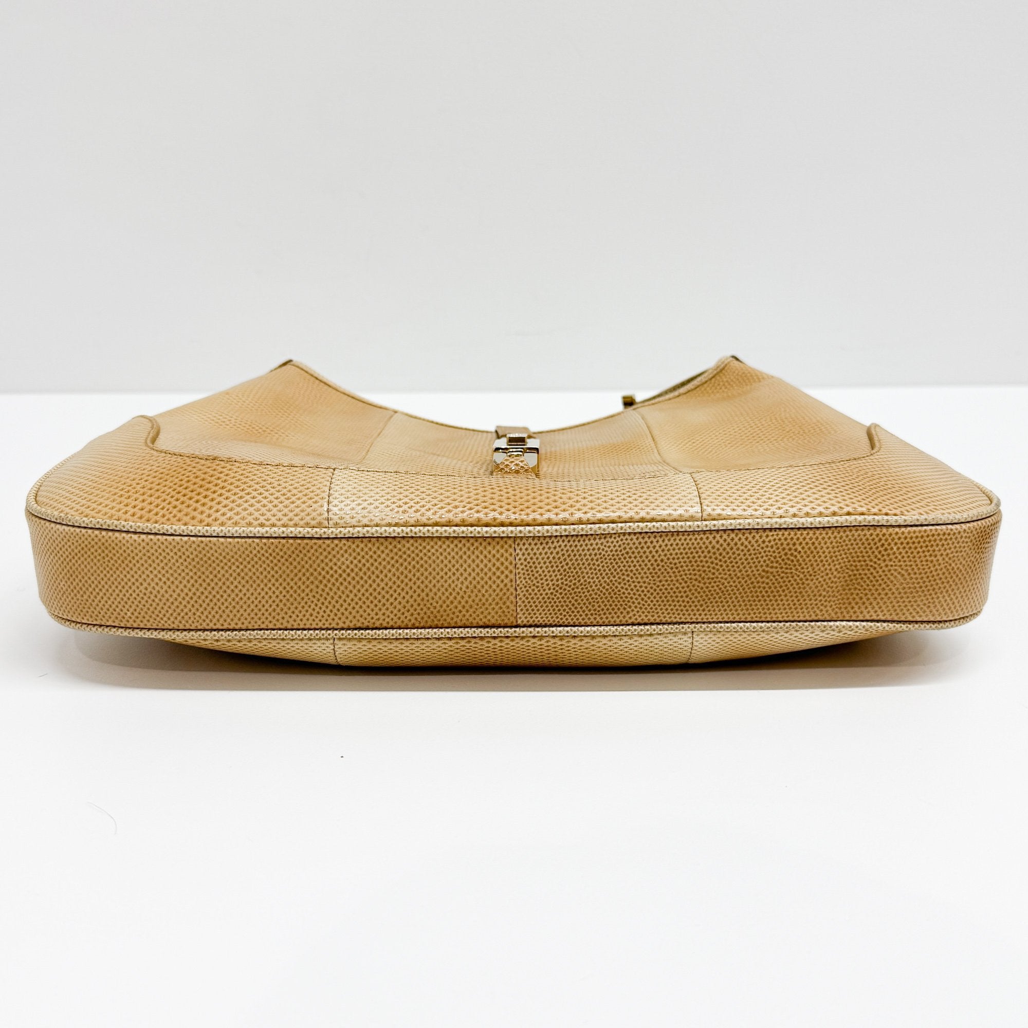 Jackie Yellow Lizzard Embossed Shoulder Bag