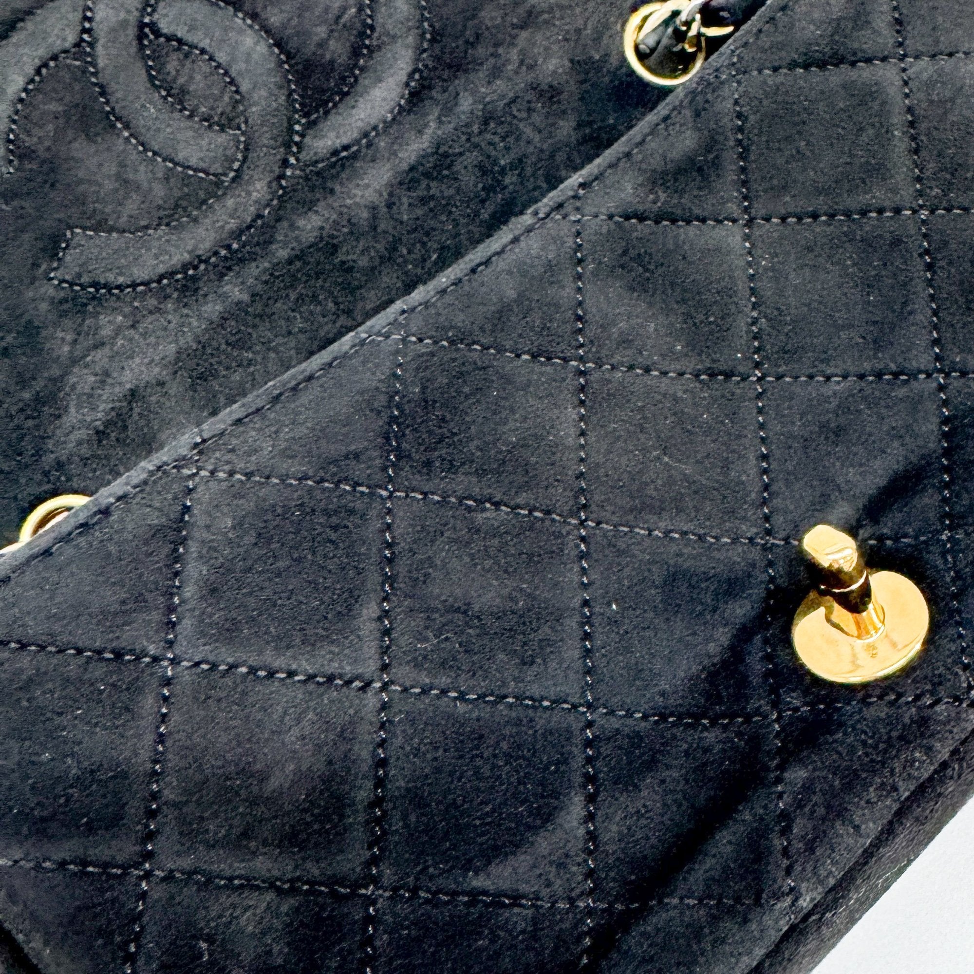 Mini Classic Flap Black Suede Shoulder Bag