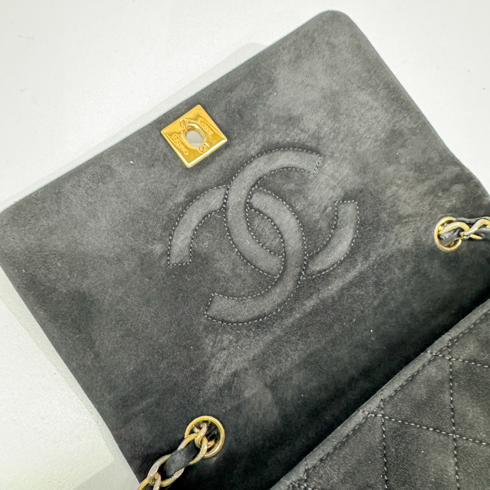 Mini Classic Flap Black Suede Shoulder Bag