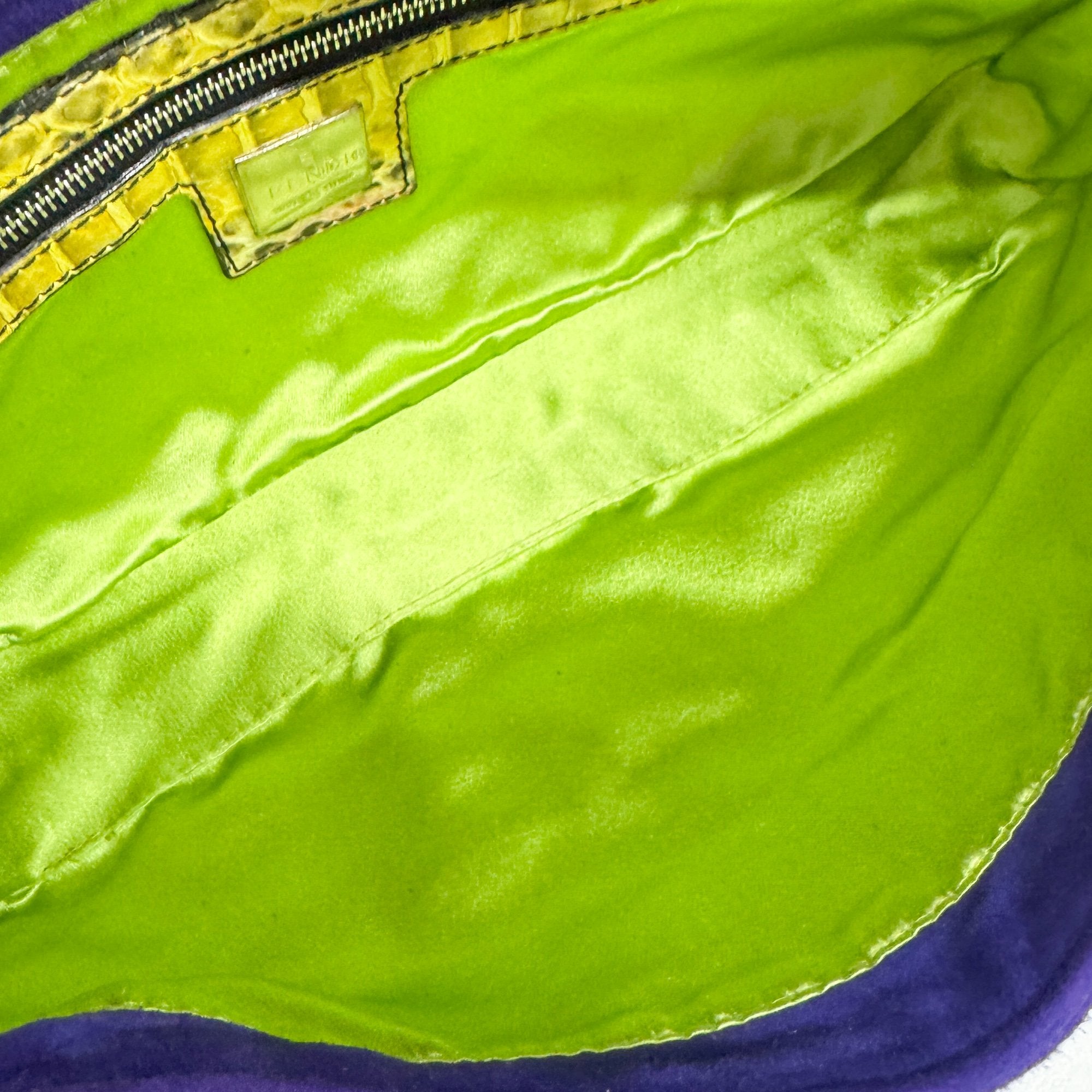 Baguette Embroidery Purple Suede Shoulder Bag