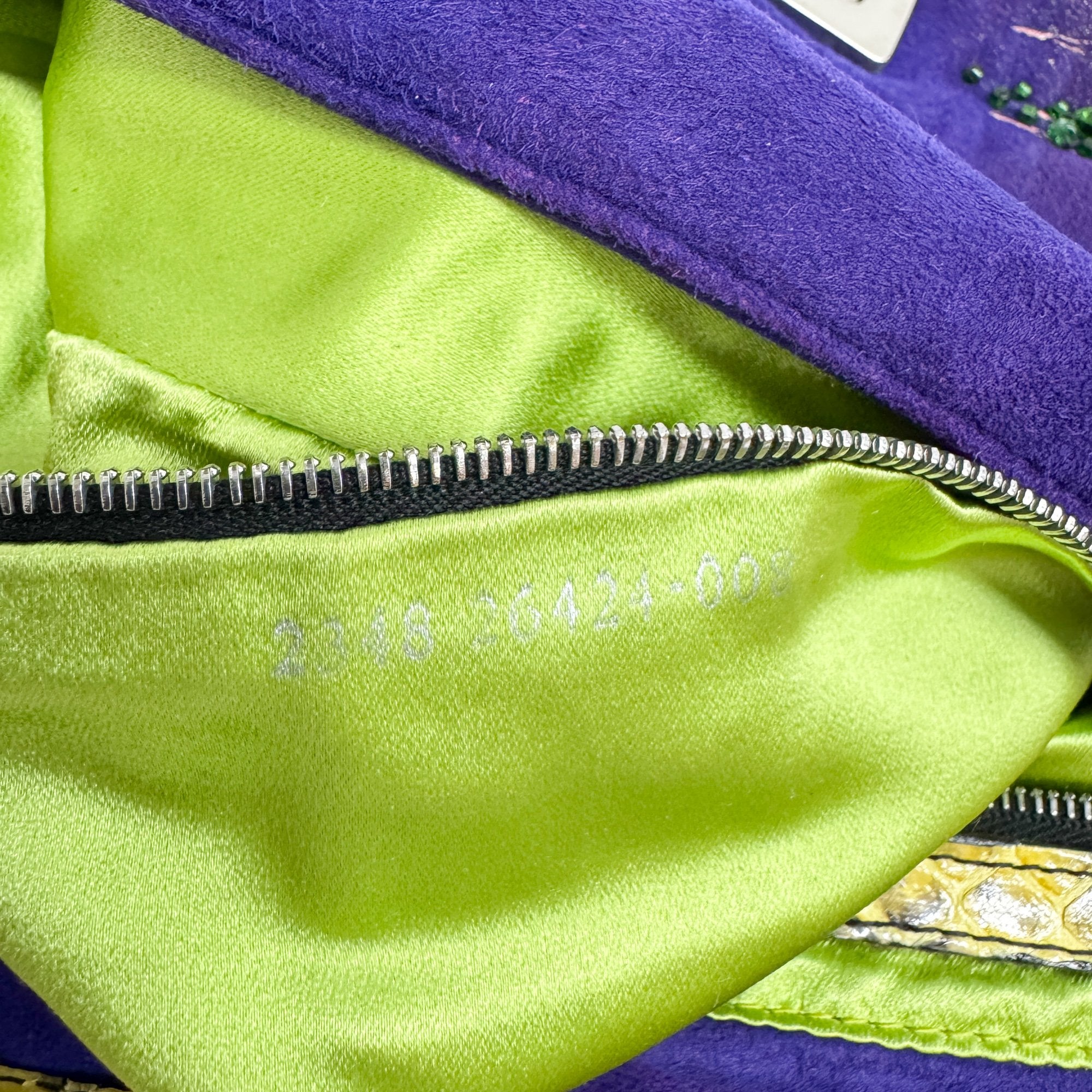 Baguette Embroidery Purple Suede Shoulder Bag