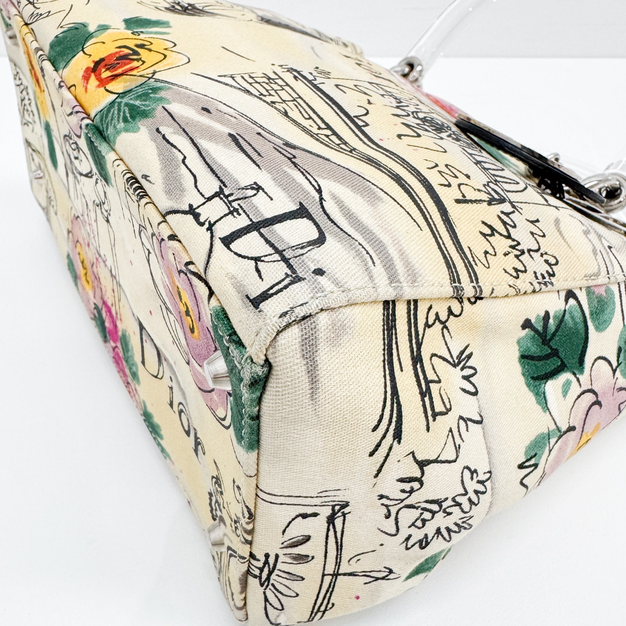 Lady Dior Beige Canvas Handbag