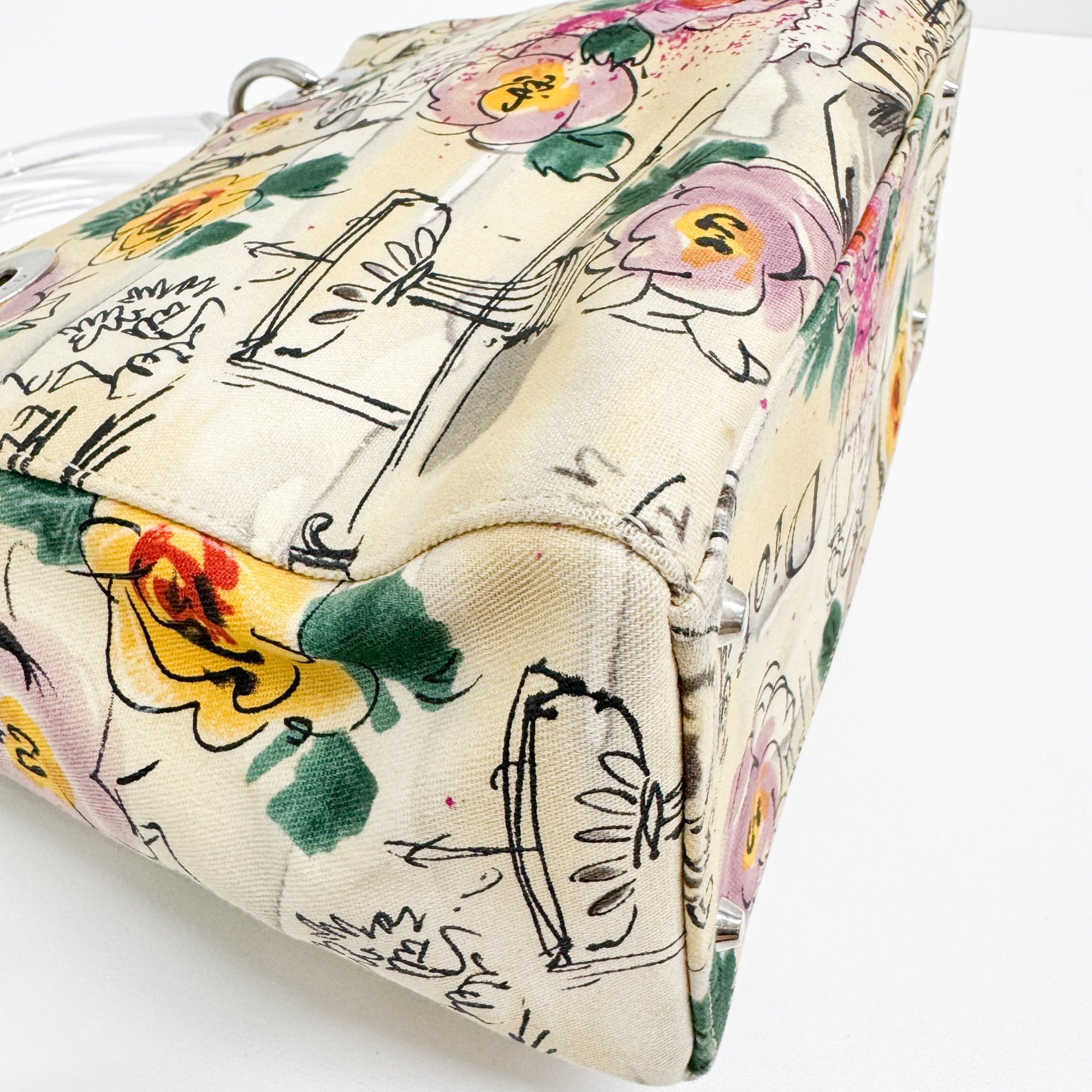 Lady Dior Beige Canvas Handbag