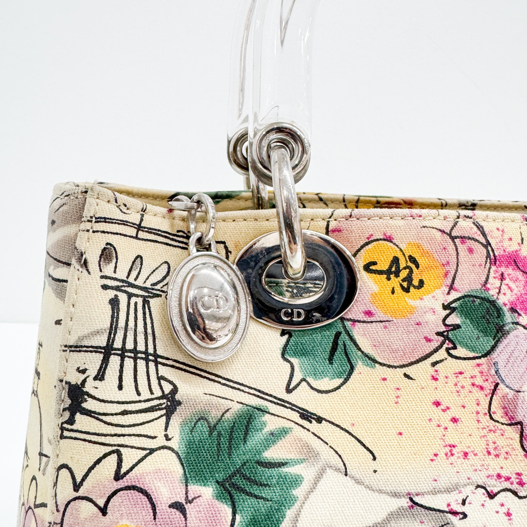 Lady Dior Beige Canvas Handbag