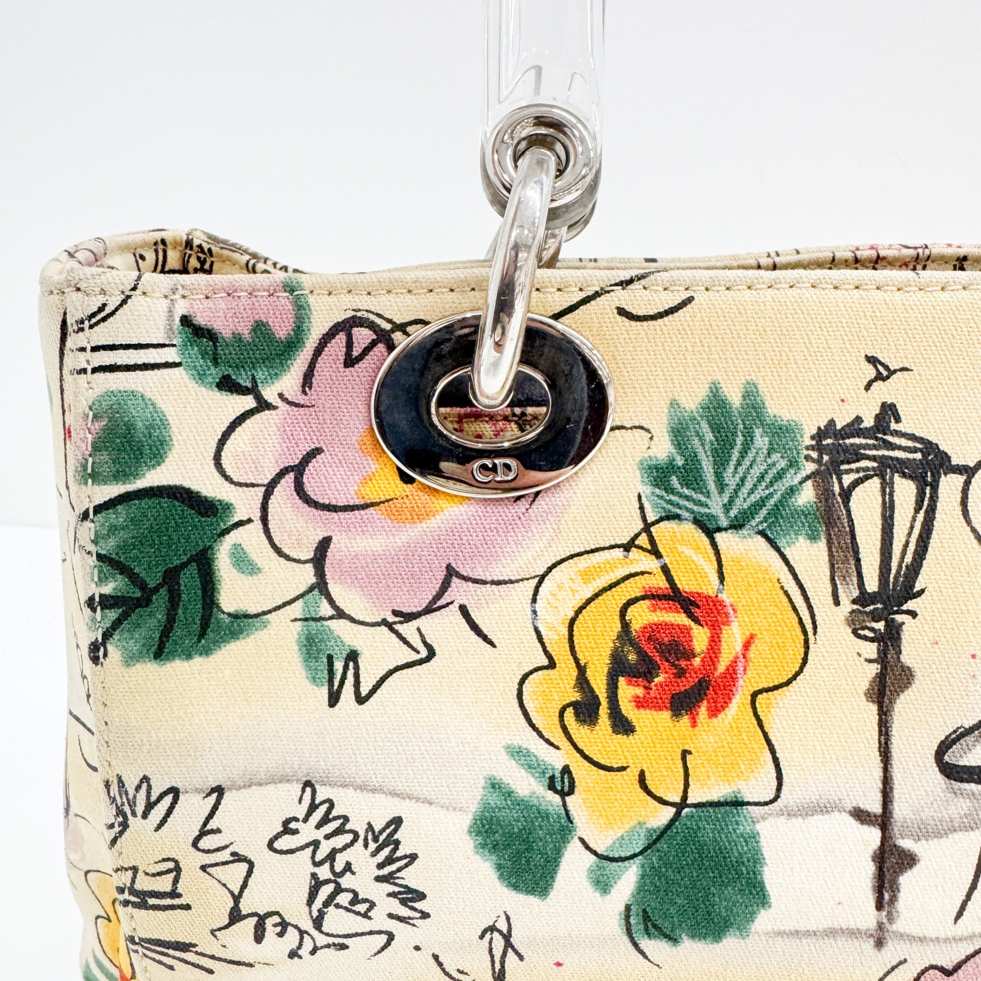 Lady Dior Beige Canvas Handbag