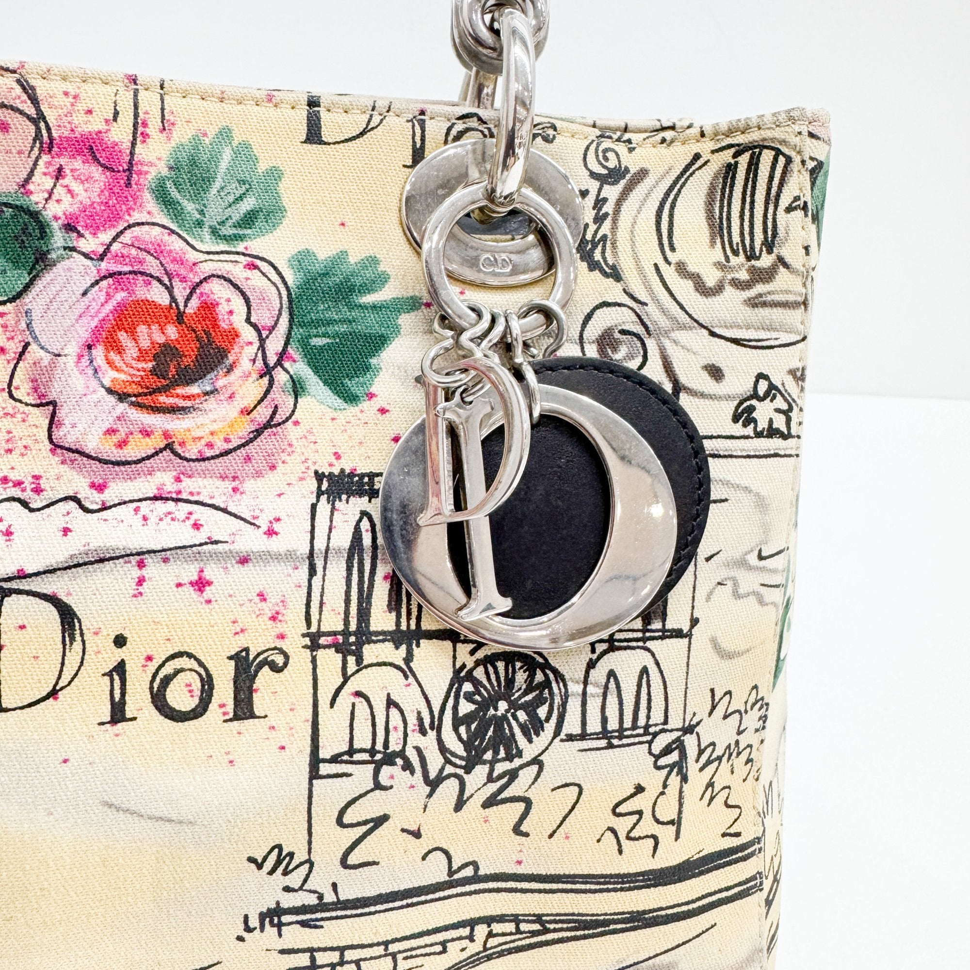 Lady Dior Beige Canvas Handbag