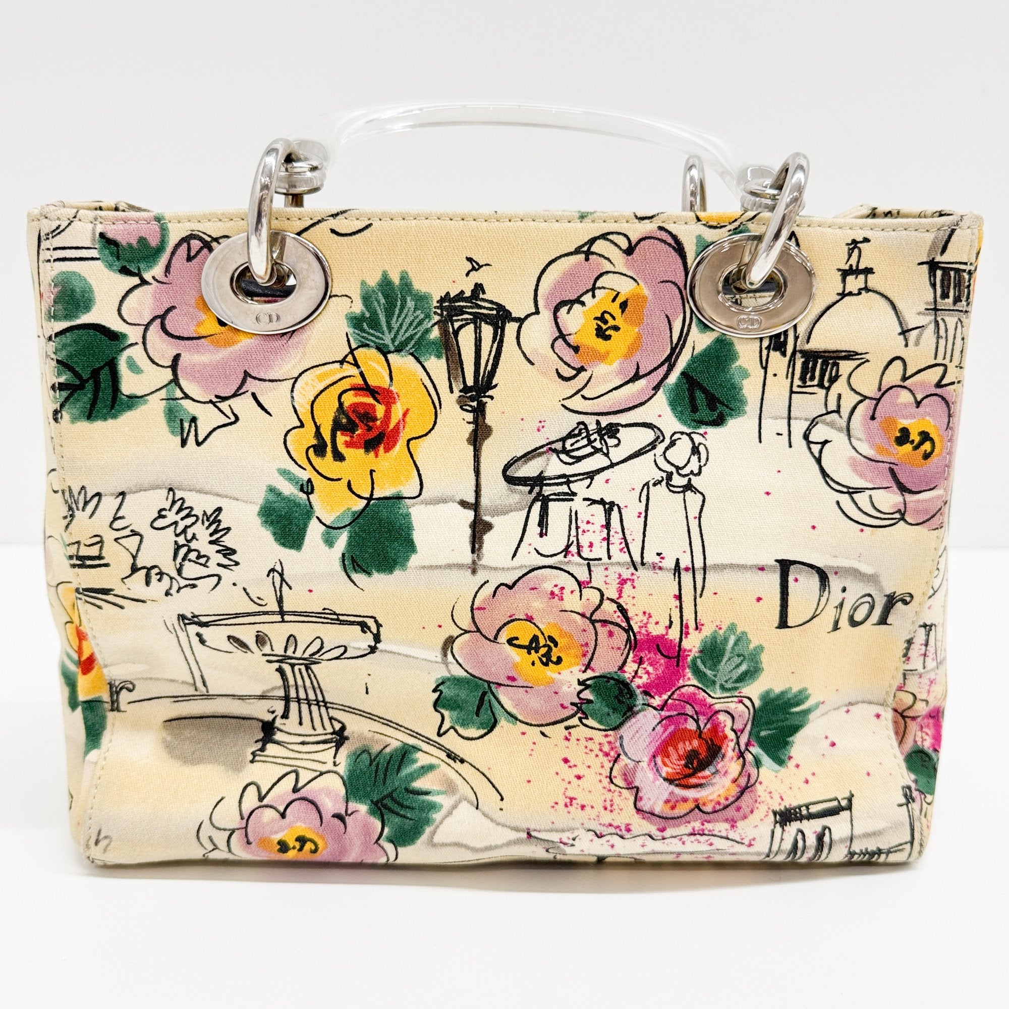 Lady Dior Beige Canvas Handbag