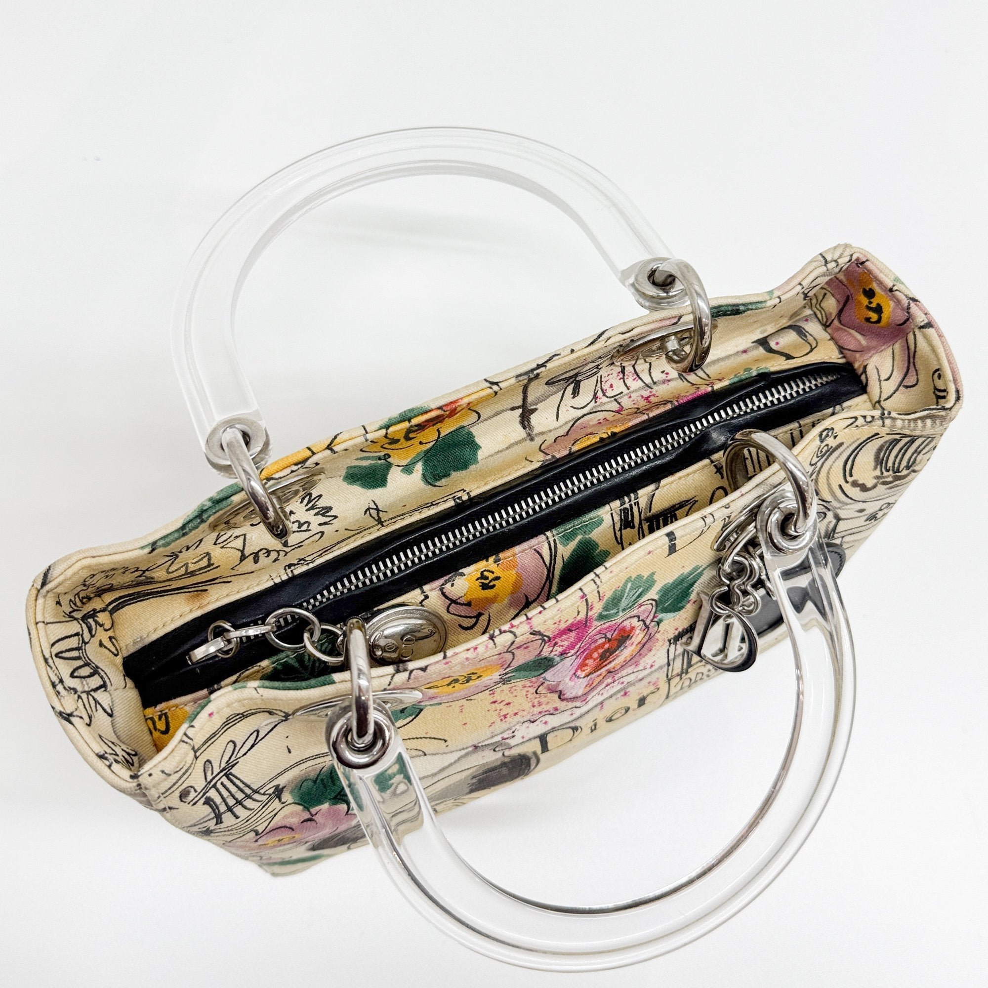 Lady Dior Beige Canvas Handbag