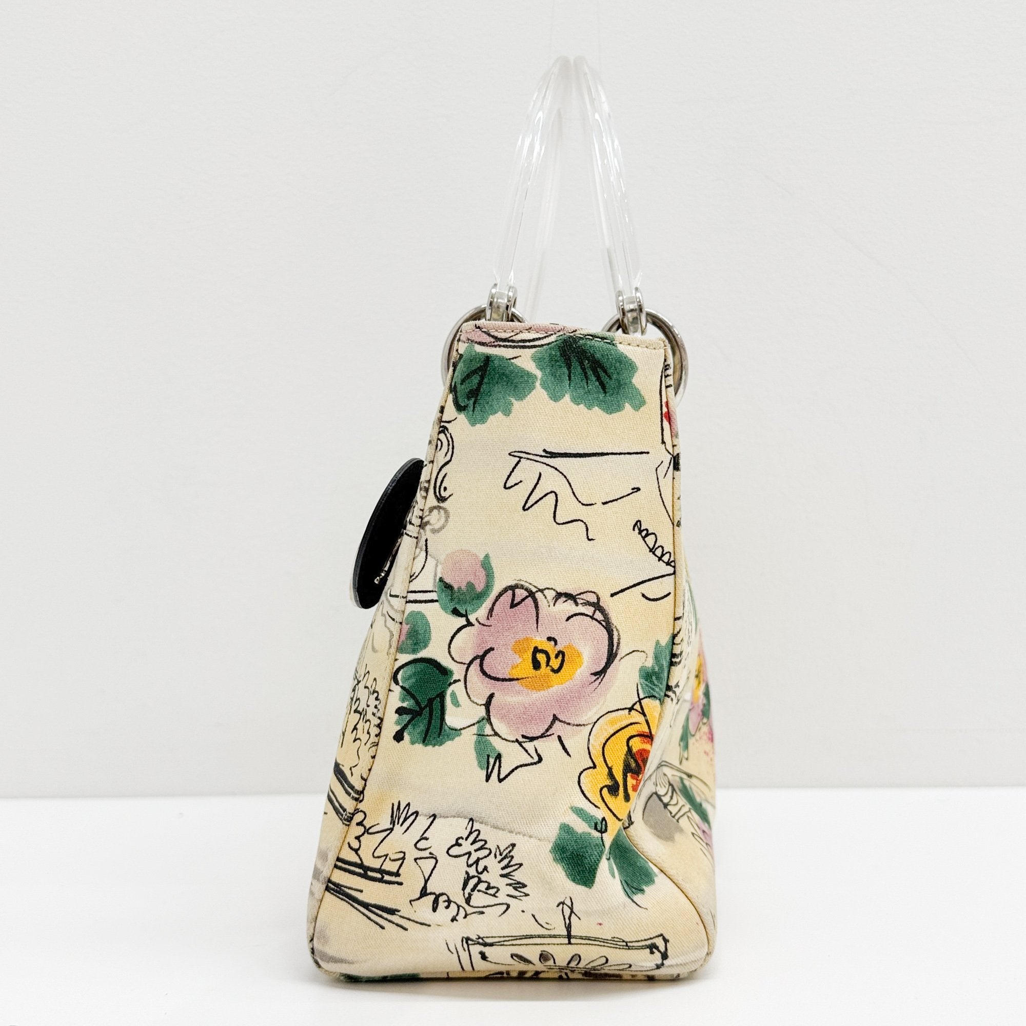 Lady Dior Beige Canvas Handbag