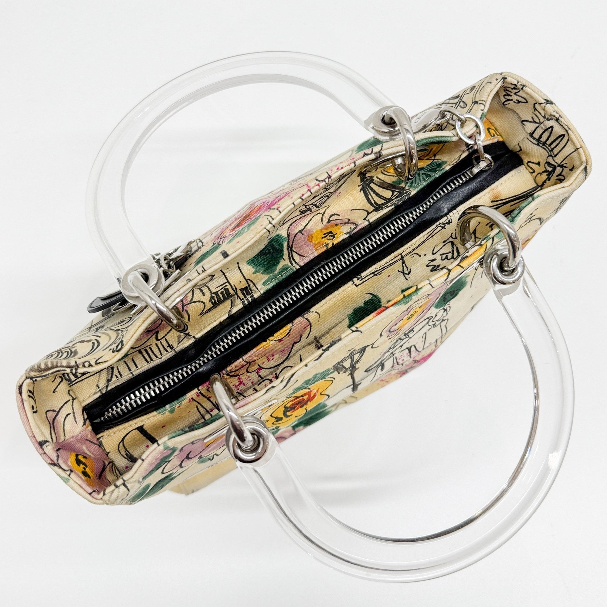 Lady Dior Beige Canvas Handbag