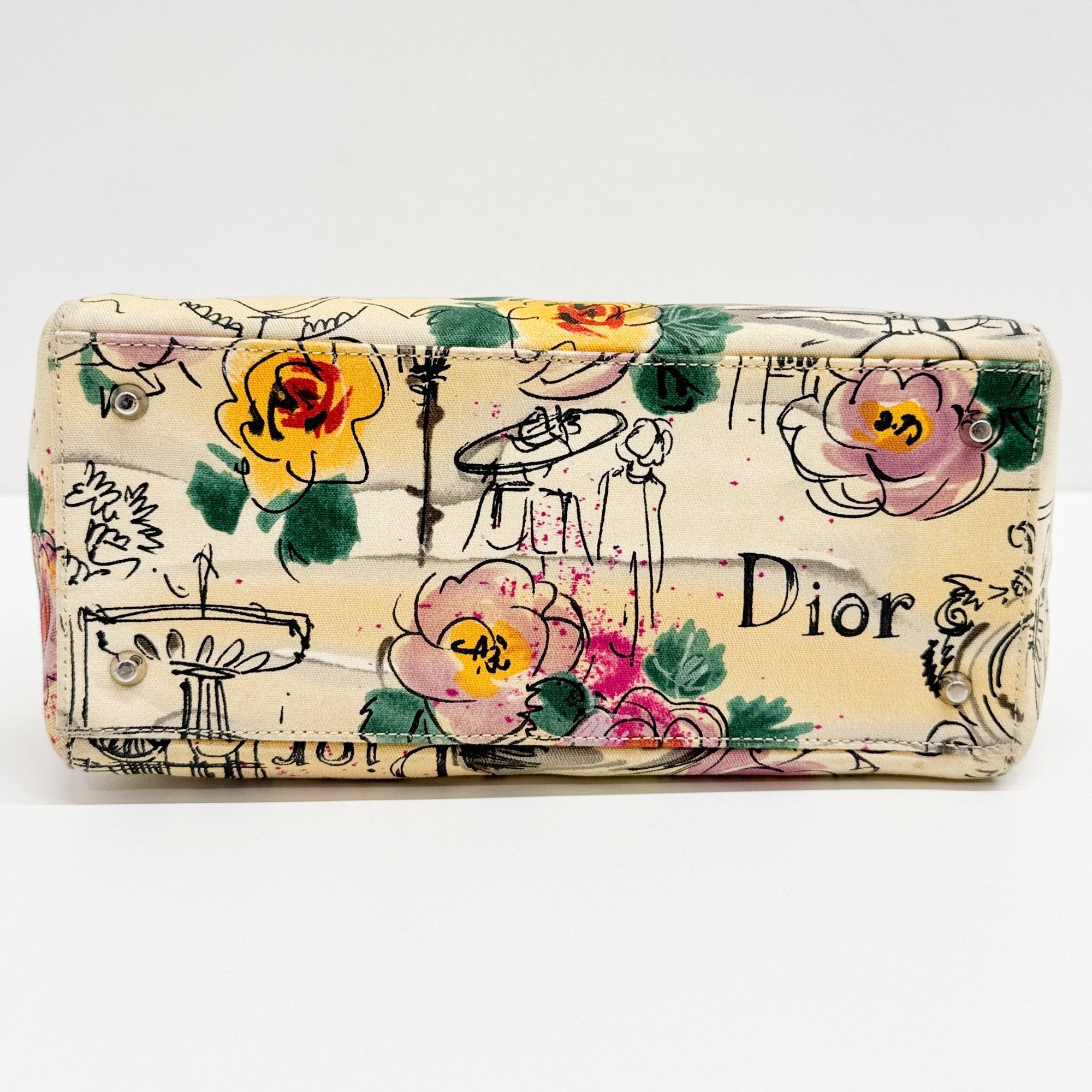 Lady Dior Beige Canvas Handbag