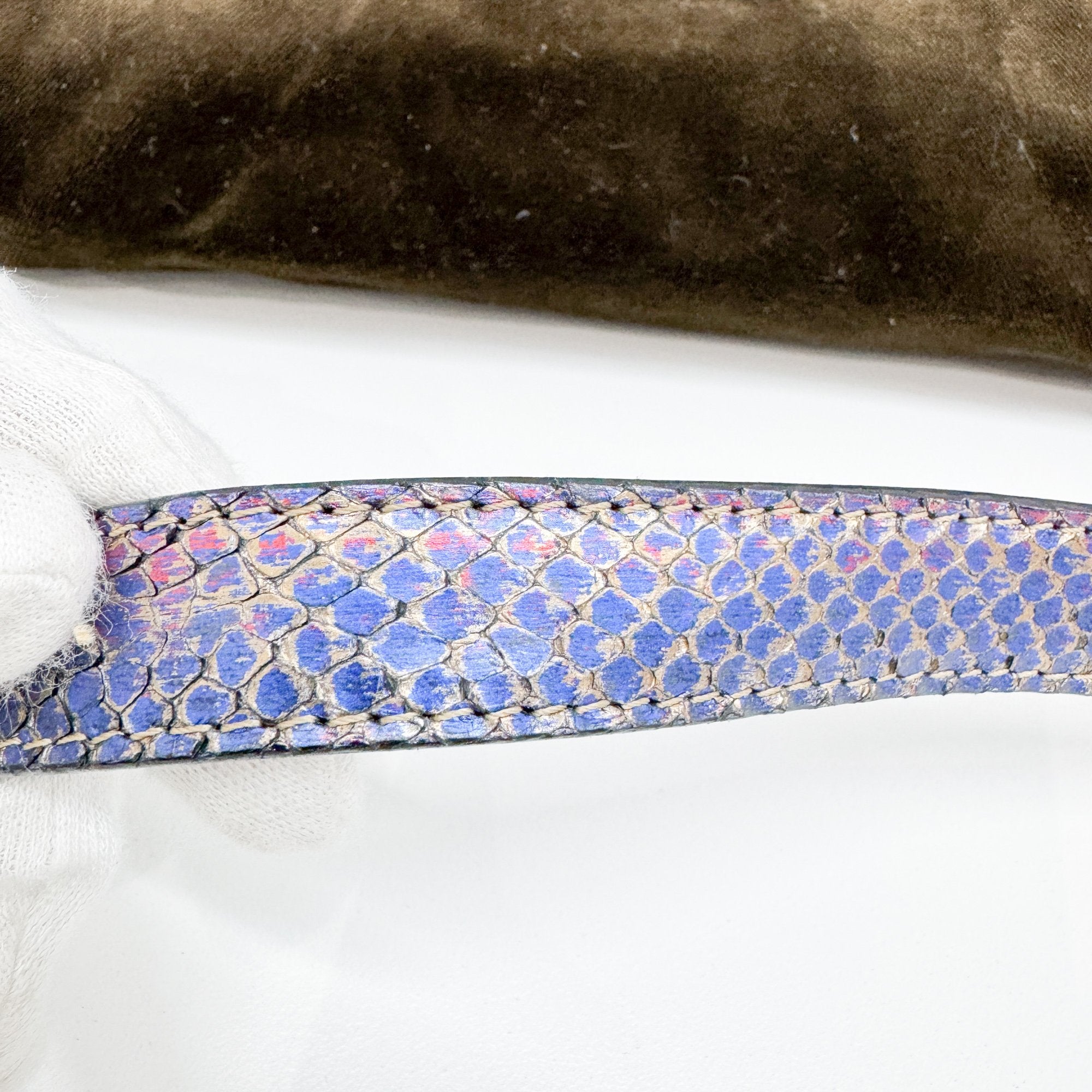 Baguette Olive Green Velvet Shoulder Bag