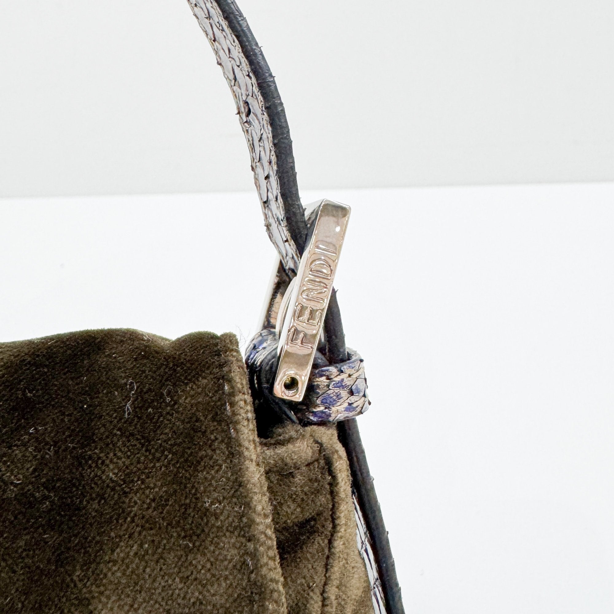 Baguette Olive Green Velvet Shoulder Bag