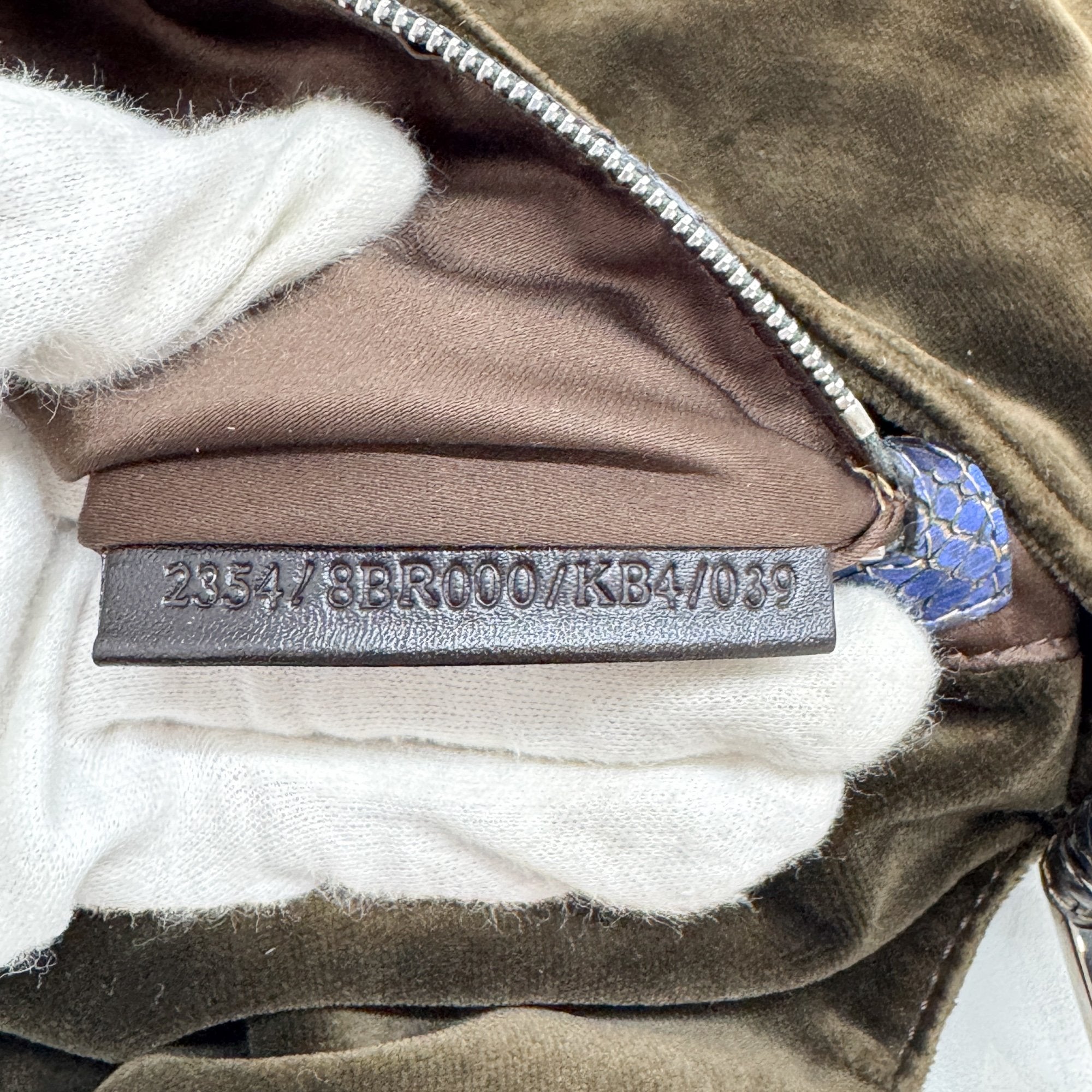 Baguette Olive Green Velvet Shoulder Bag