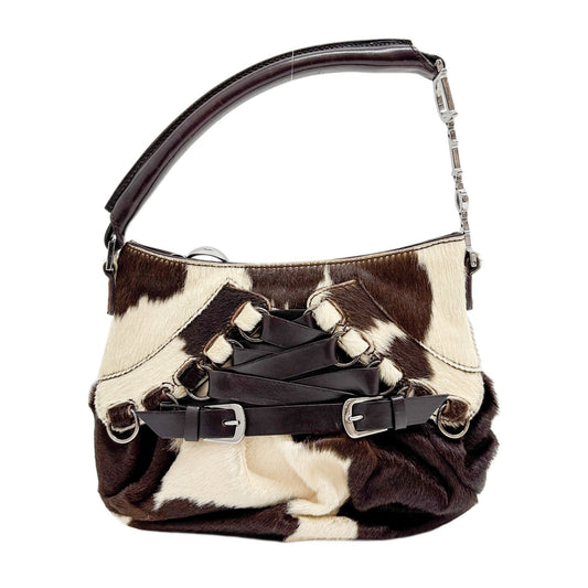 Ballerina Corset Brown Cow Print Pony Hair Hand Bag