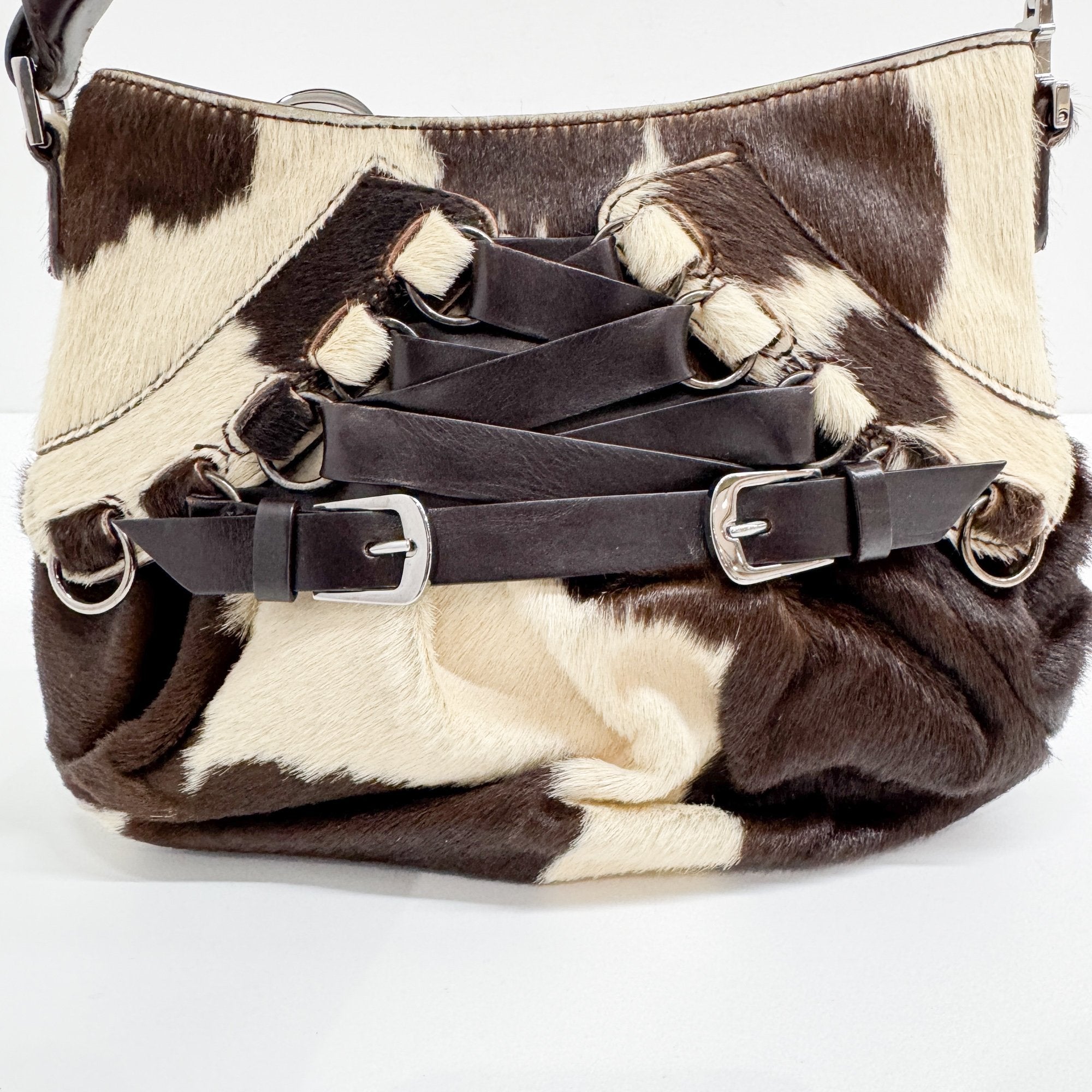 Ballerina Corset Brown Cow Print Pony Hair Hand Bag