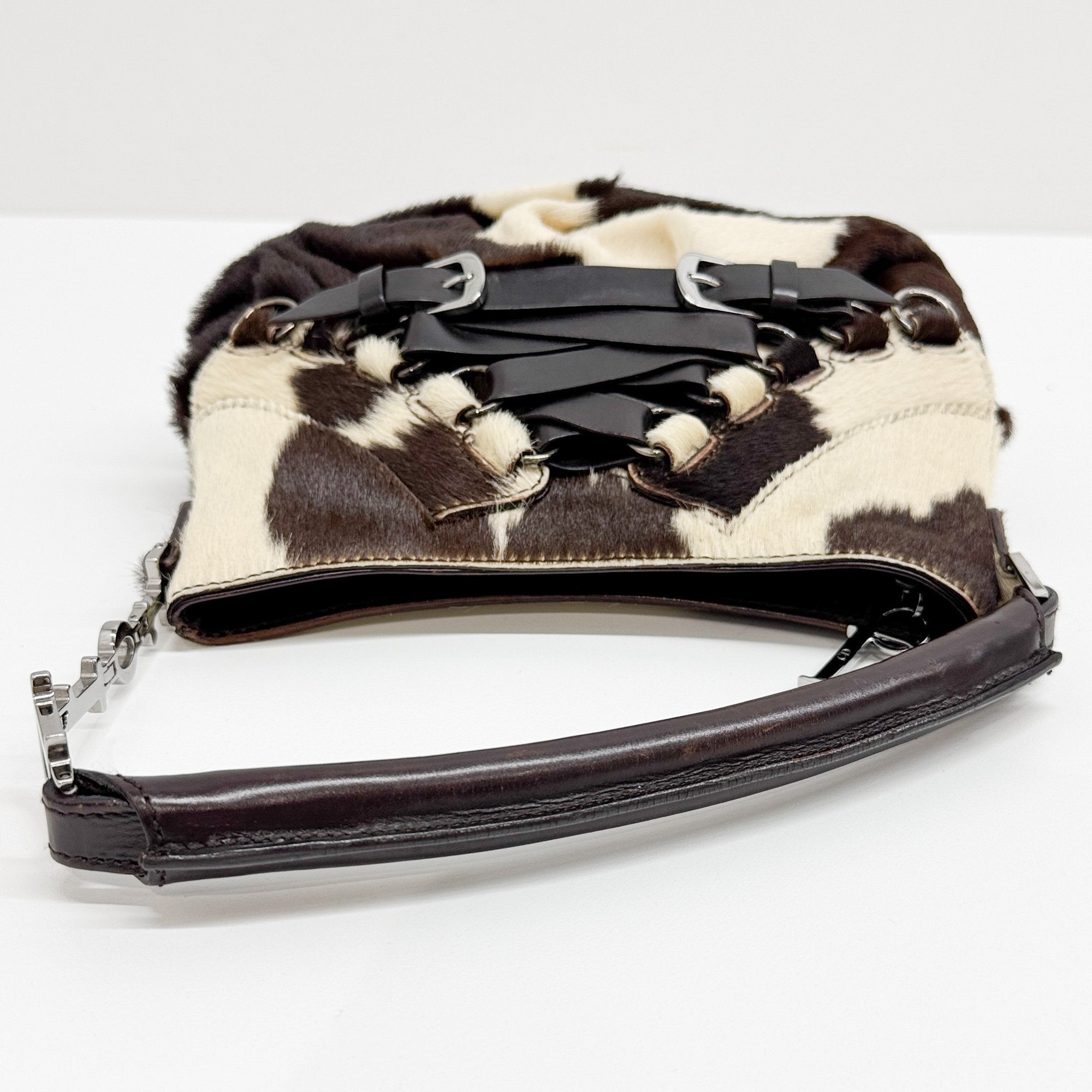 Ballerina Corset Brown Cow Print Pony Hair Hand Bag