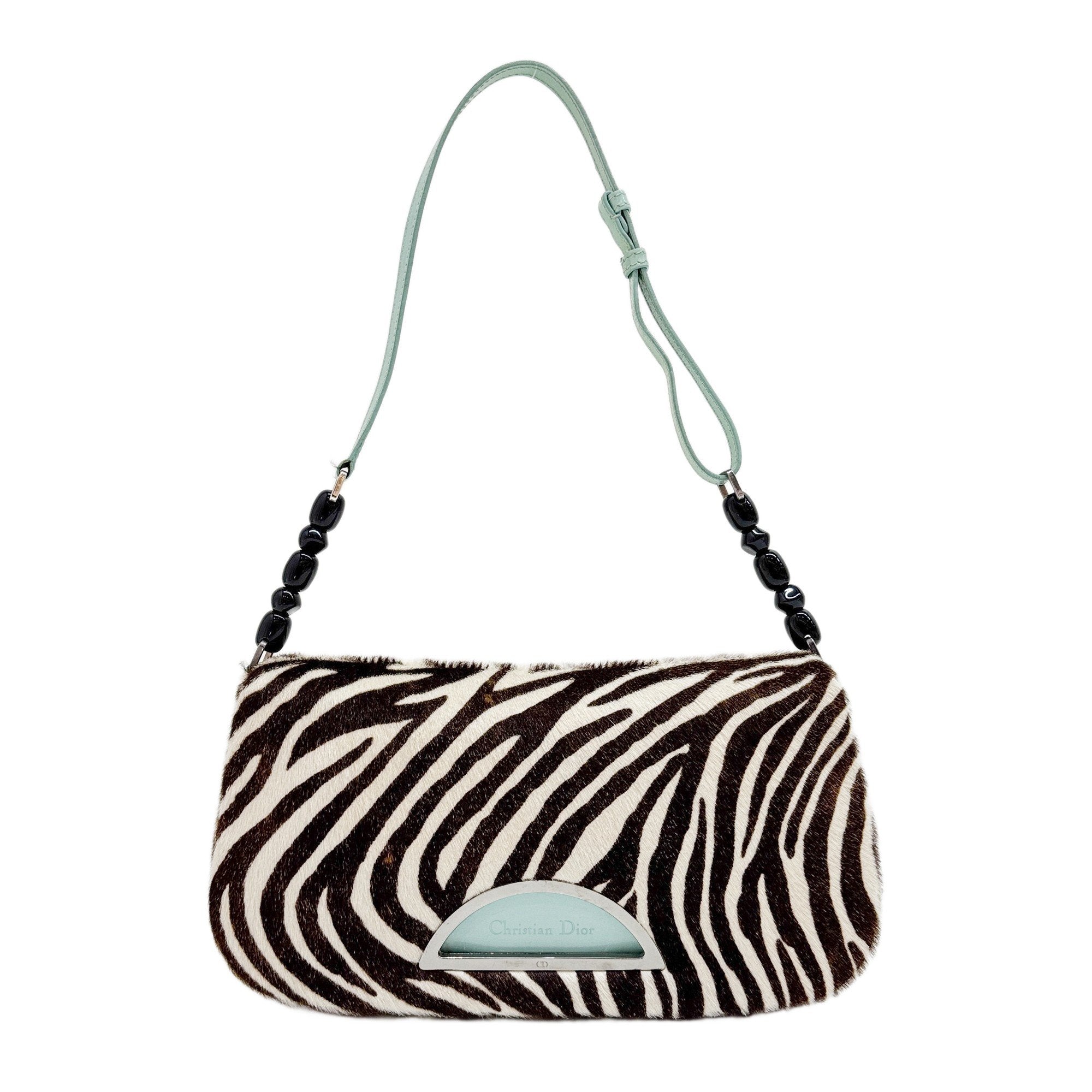 Malice Pearl Zebra Print Pony Hair Shoulder Bag