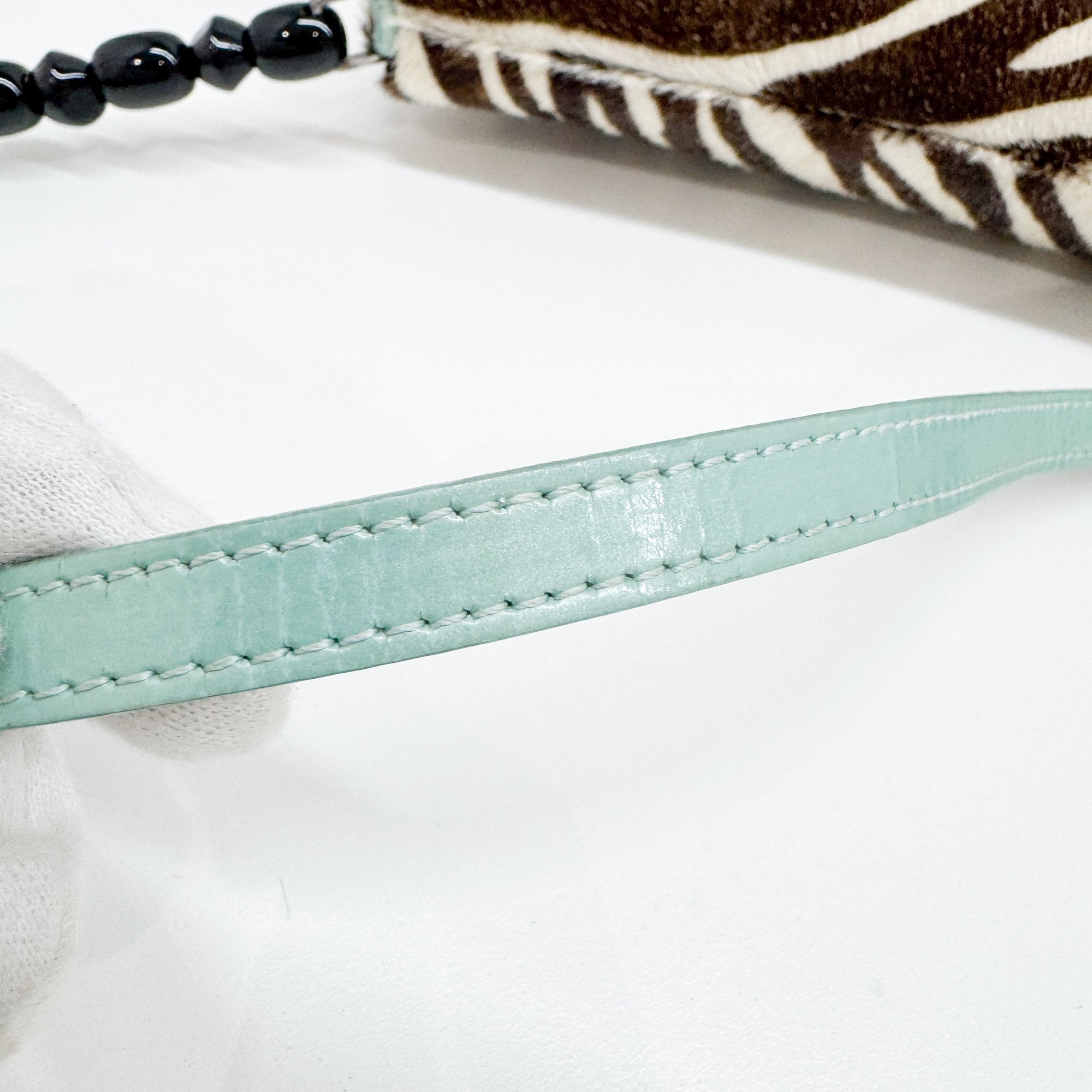 Malice Pearl Zebra Print Pony Hair Shoulder Bag