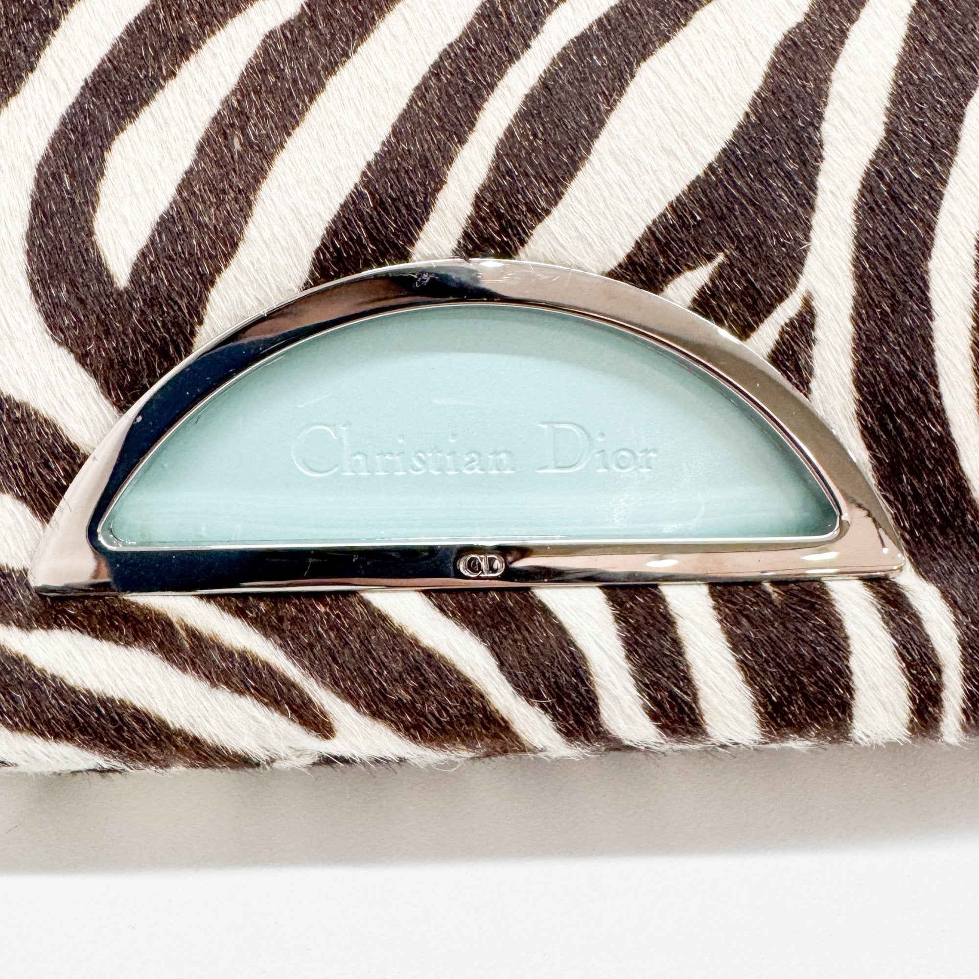 Malice Pearl Zebra Print Pony Hair Shoulder Bag