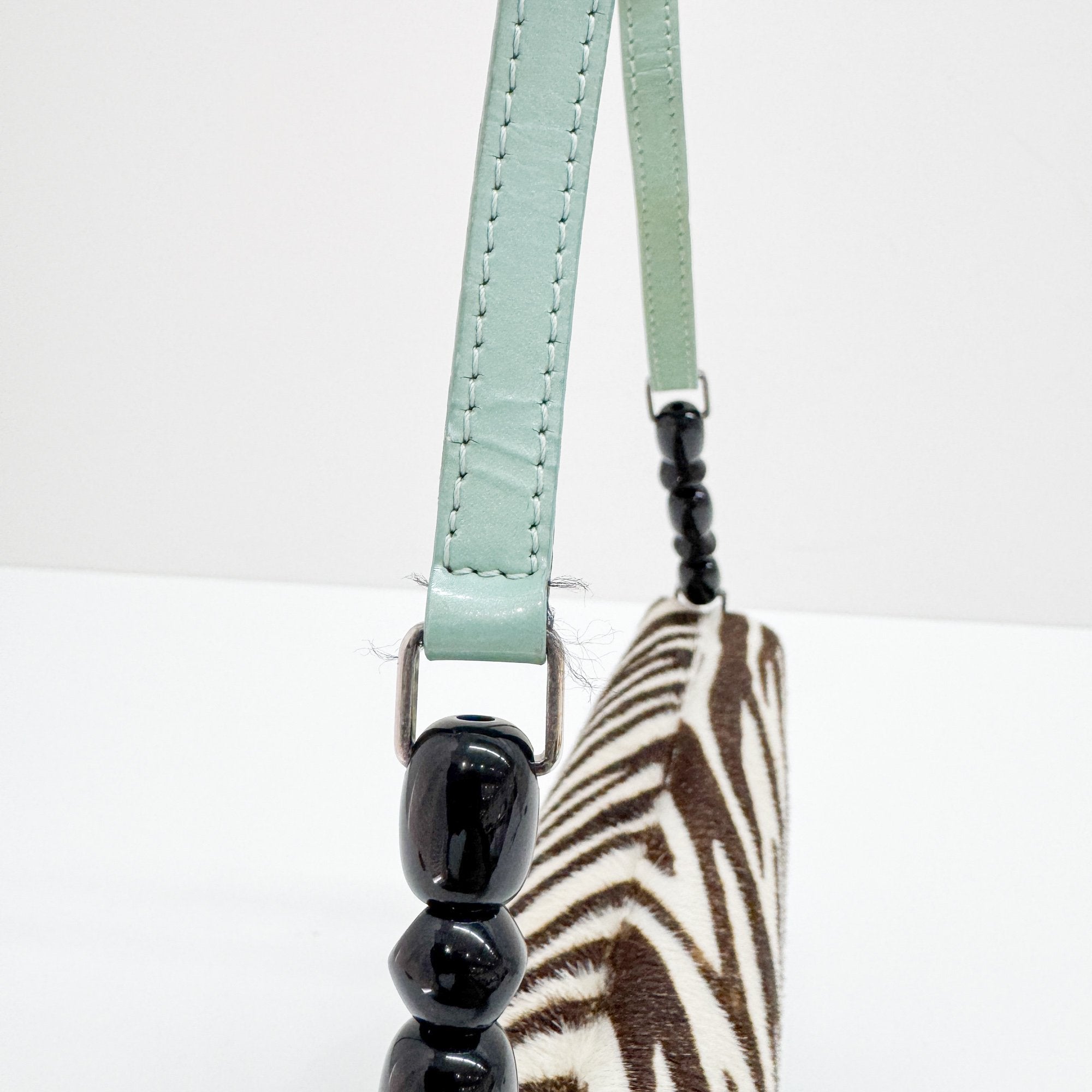 Malice Pearl Zebra Print Pony Hair Shoulder Bag