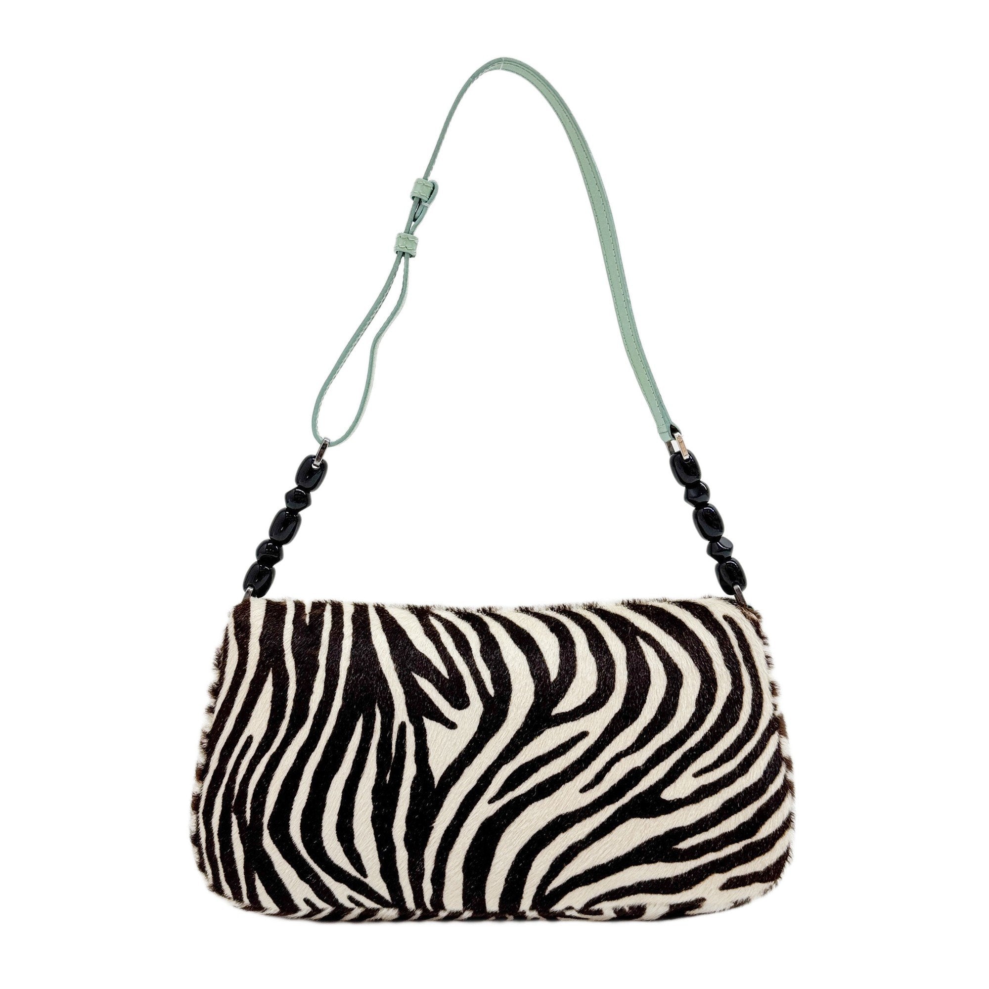 Malice Pearl Zebra Print Pony Hair Shoulder Bag