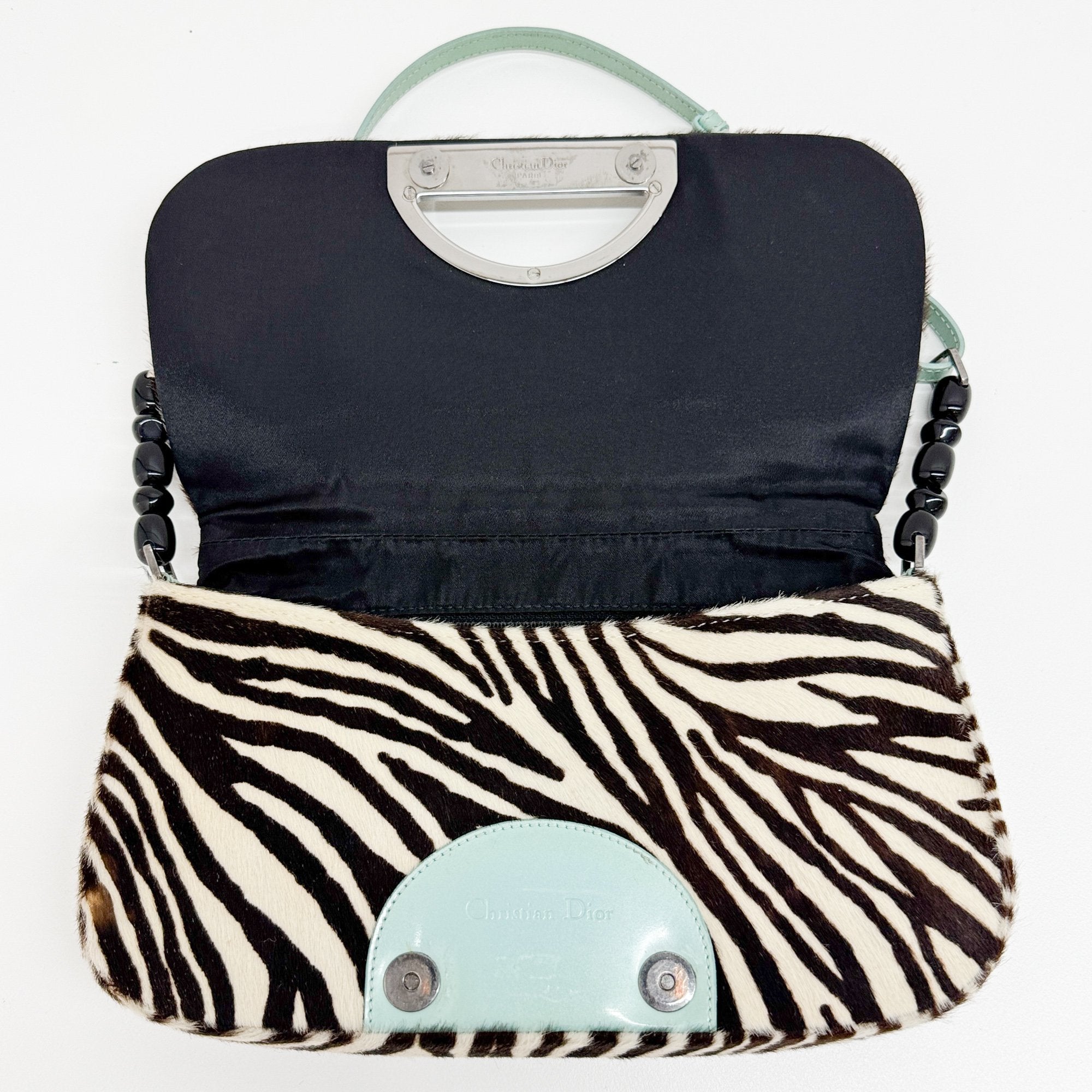 Malice Pearl Zebra Print Pony Hair Shoulder Bag