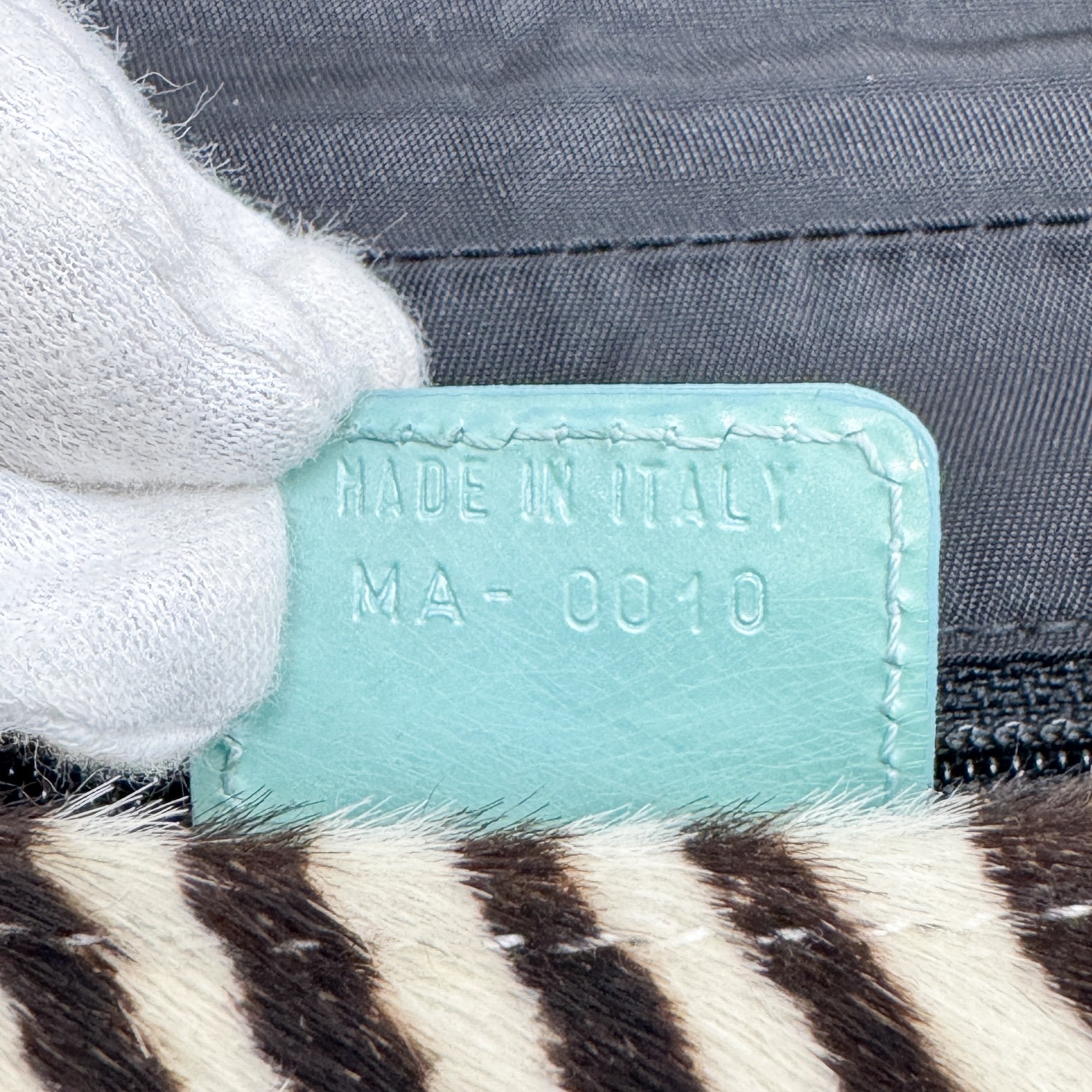 Malice Pearl Zebra Print Pony Hair Shoulder Bag