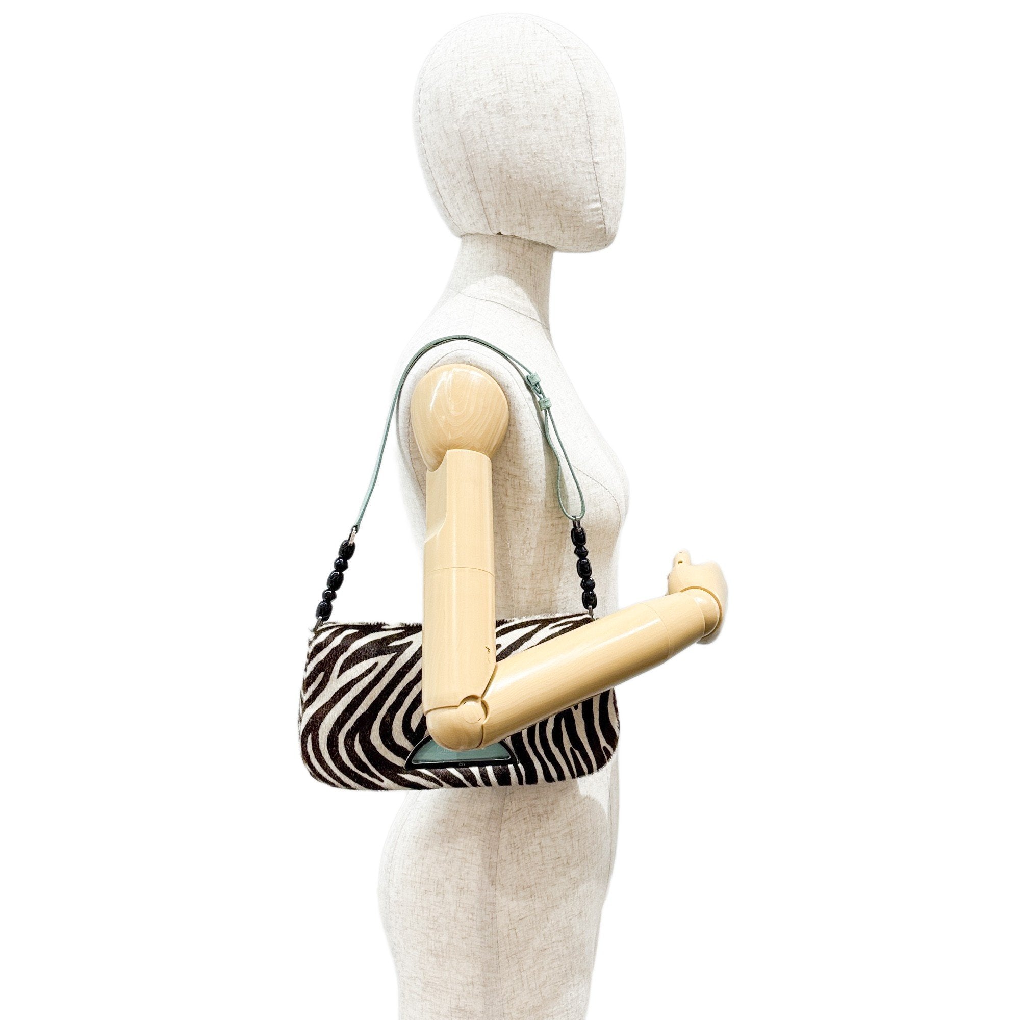 Malice Pearl Zebra Print Pony Hair Shoulder Bag
