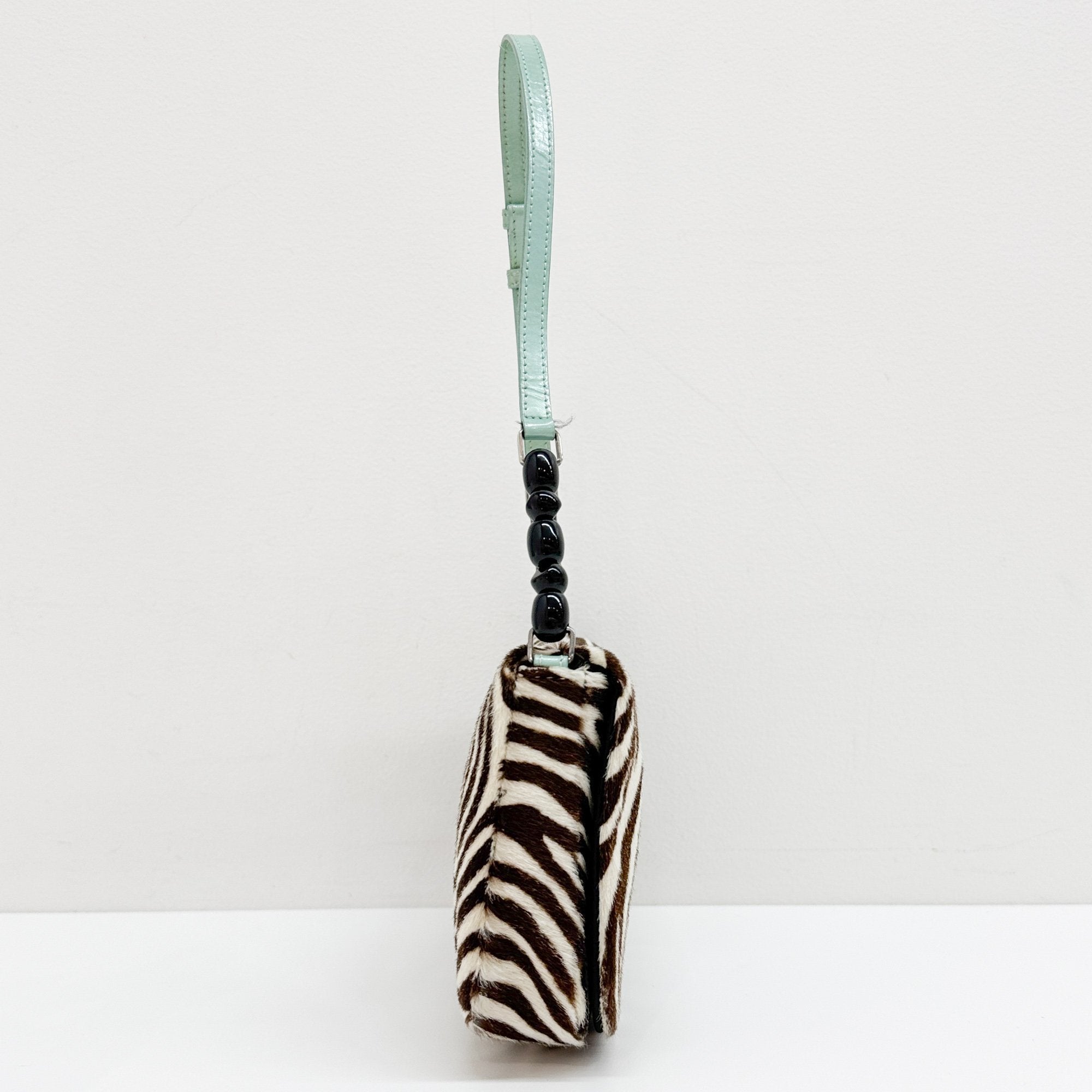 Malice Pearl Zebra Print Pony Hair Shoulder Bag
