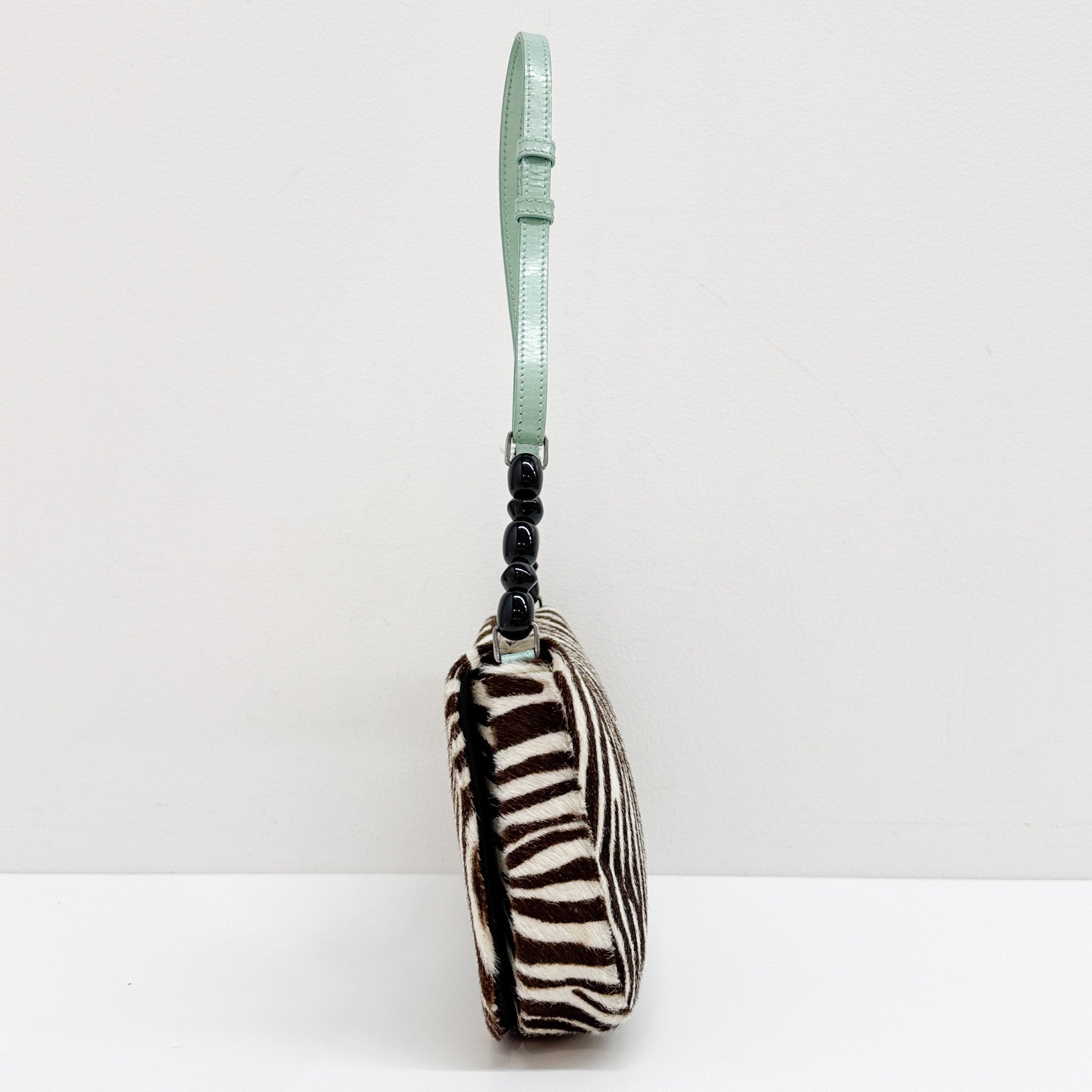 Malice Pearl Zebra Print Pony Hair Shoulder Bag