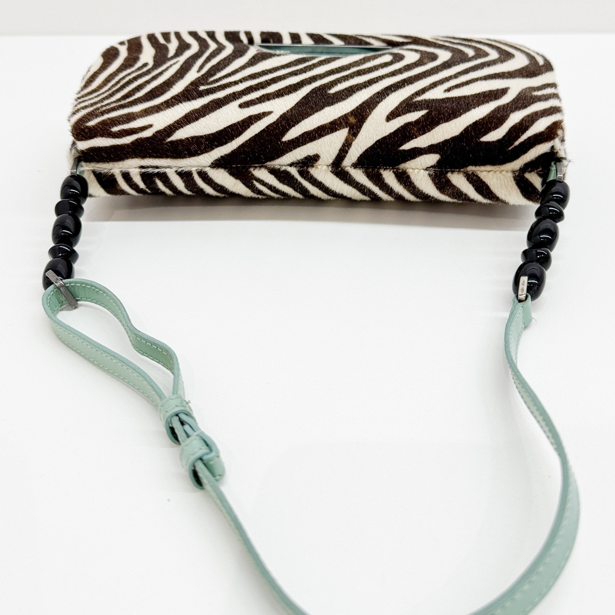 Malice Pearl Zebra Print Pony Hair Shoulder Bag