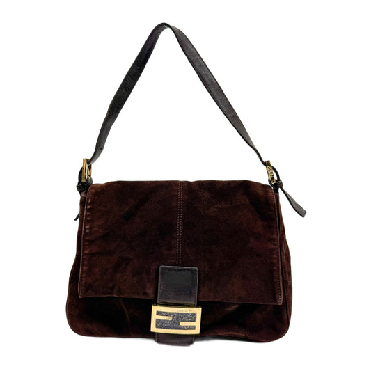 Mamma Baguette Brown Suede Shoulder Bag