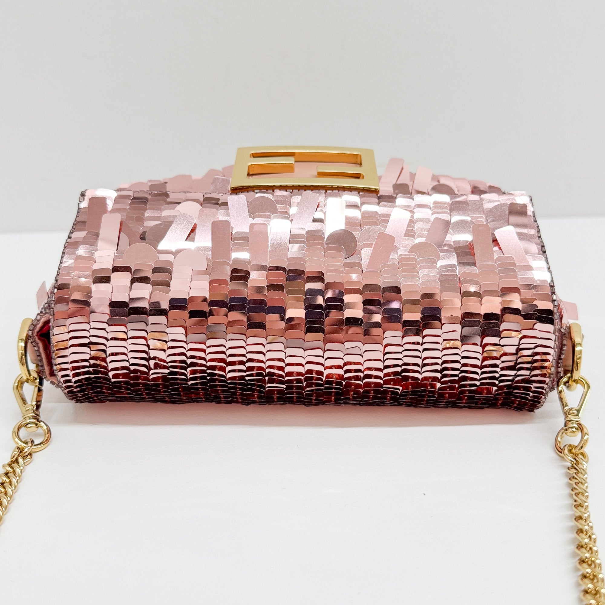 Mini Baguette Pink Sequin Two Way Bag