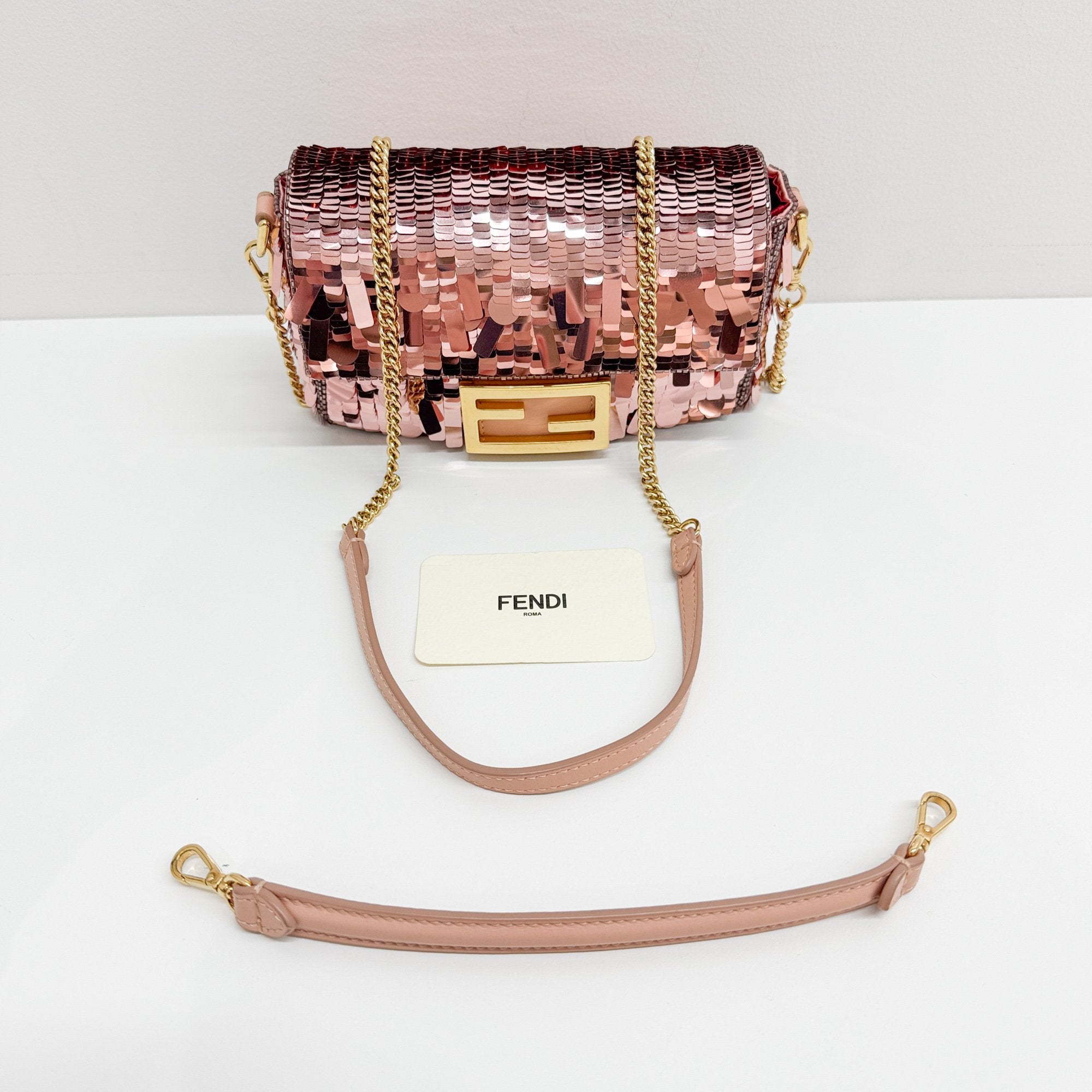 Mini Baguette Pink Sequin Two Way Bag