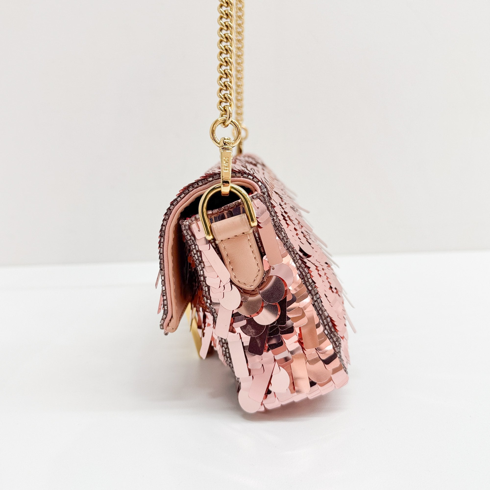 Mini Baguette Pink Sequin Two Way Bag
