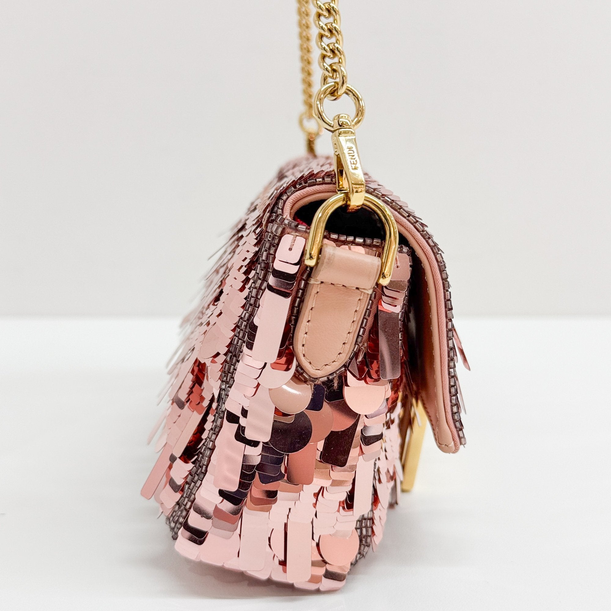 Mini Baguette Pink Sequin Two Way Bag