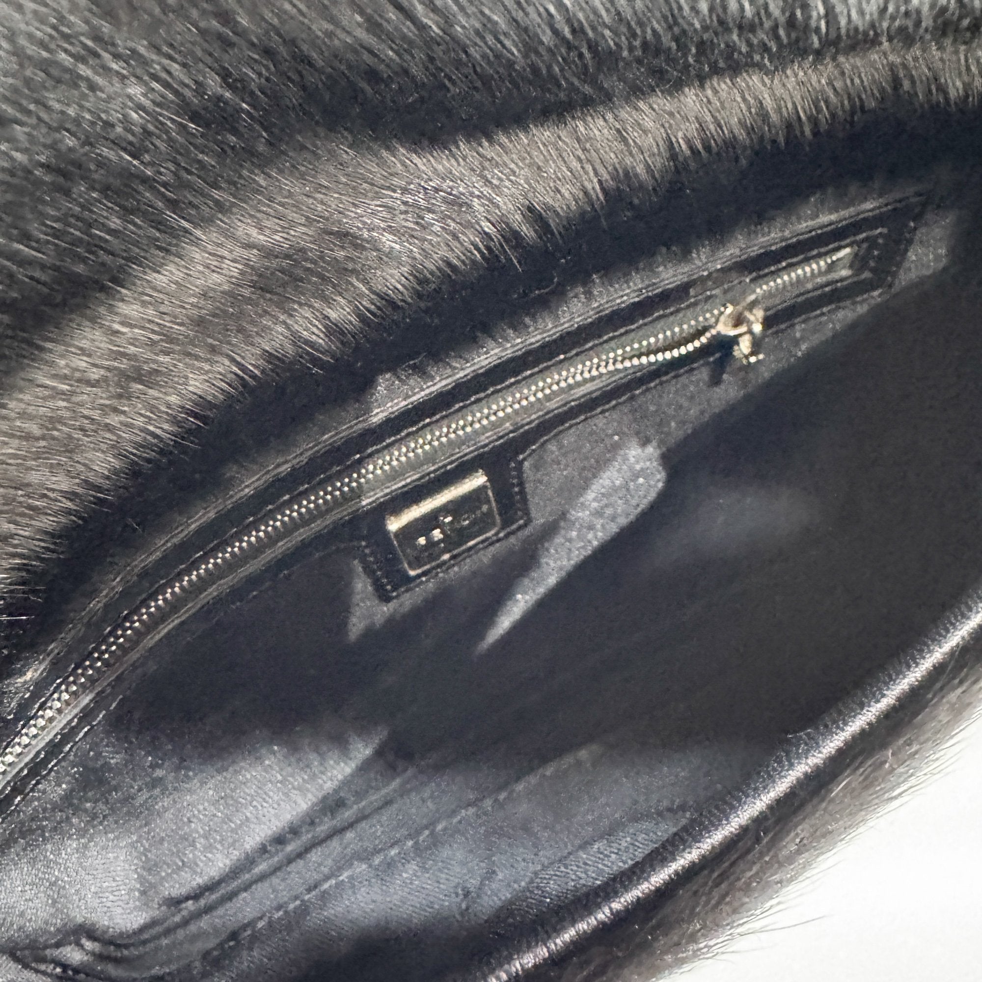 Baguette Black Silk-Pressed Pony Hair Shoulder Bag