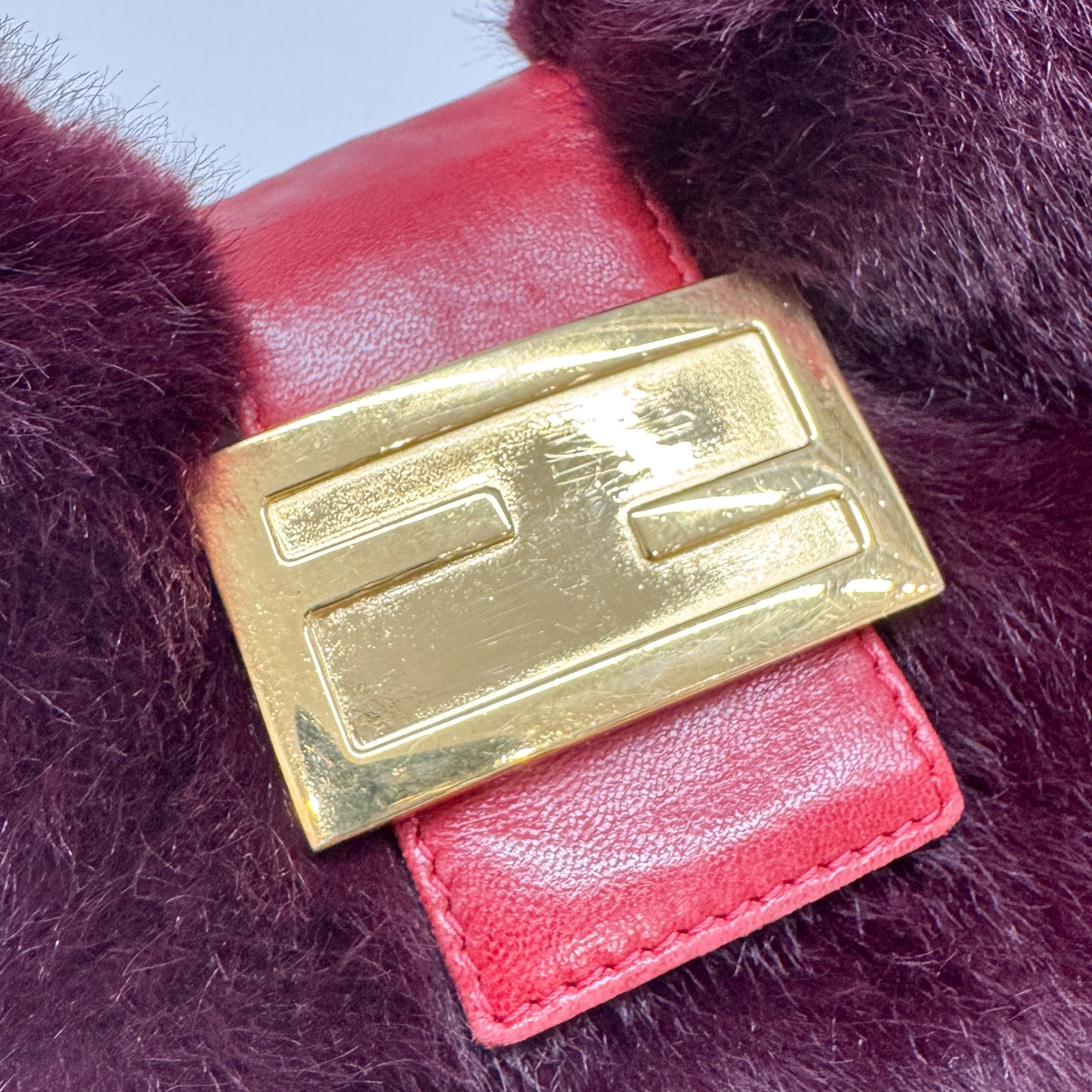 Burgundy Fur Hobo Bag