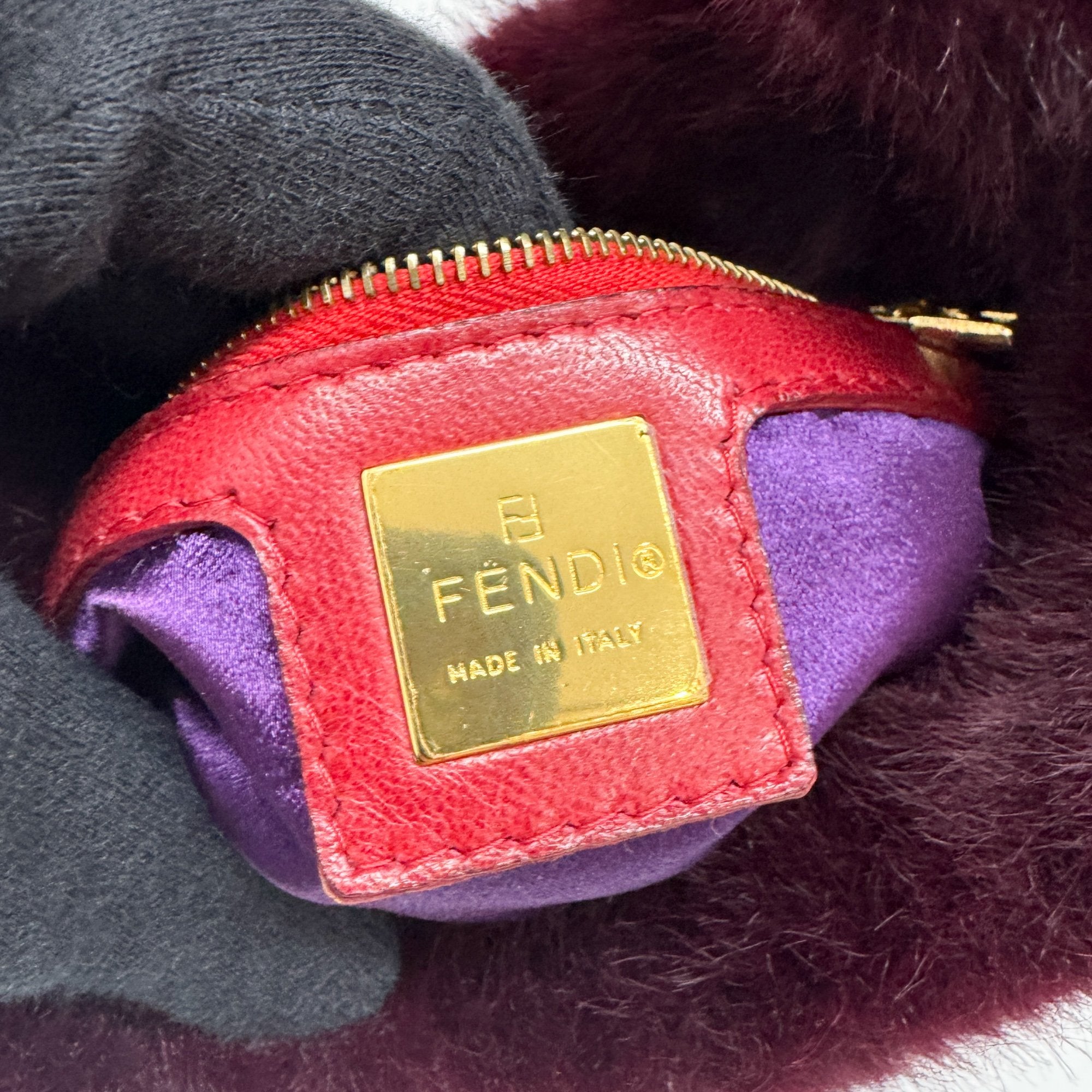 Burgundy Fur Hobo Bag