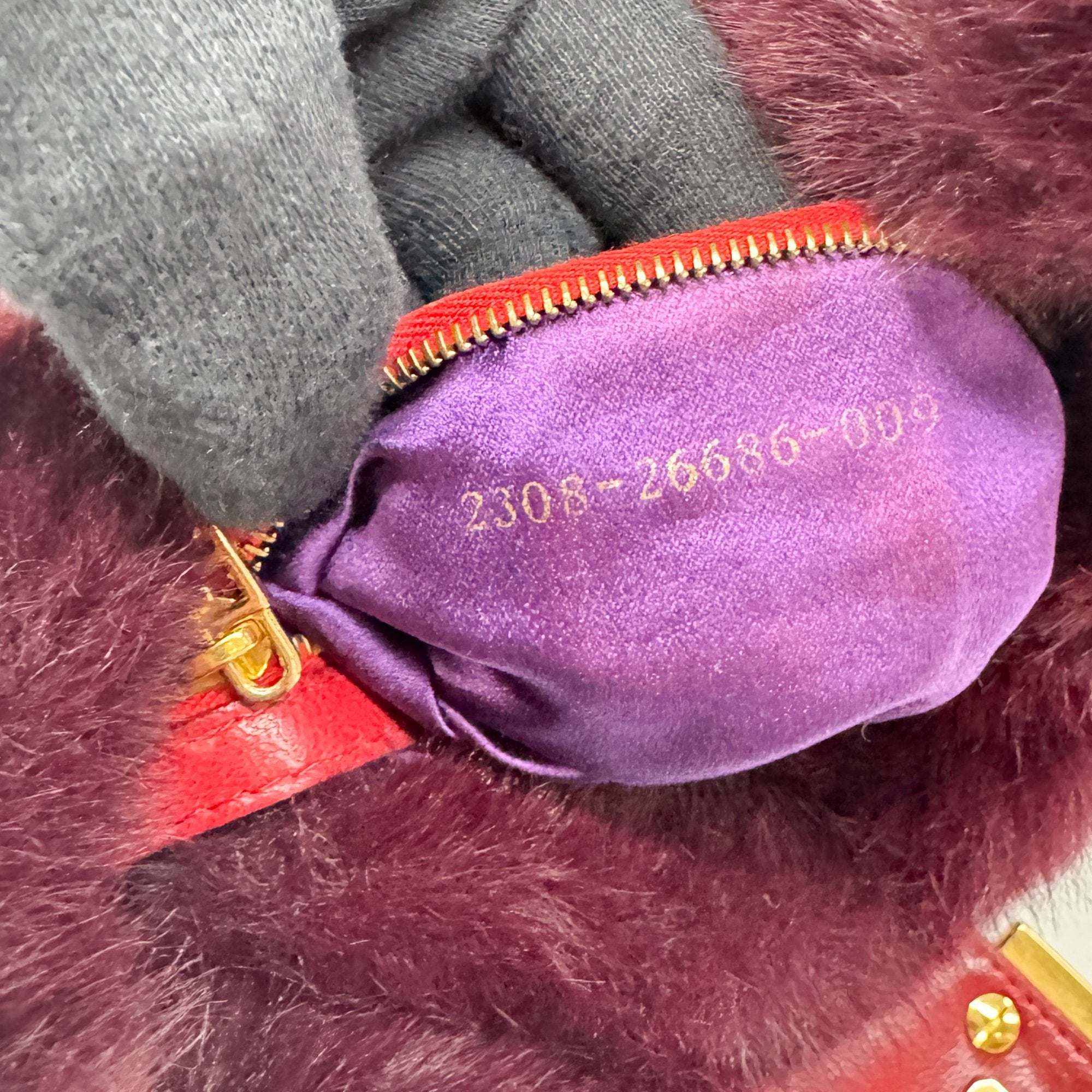 Burgundy Fur Hobo Bag