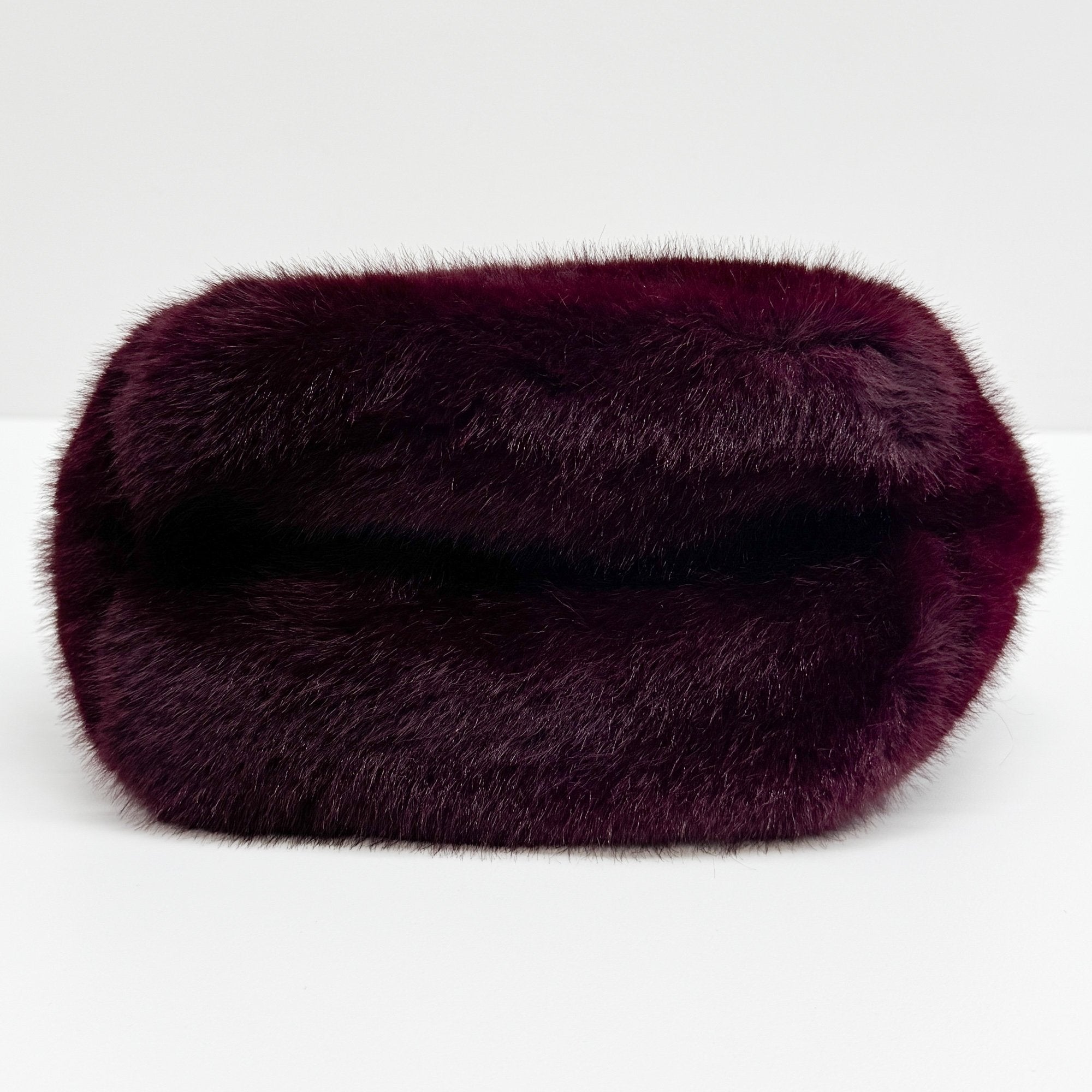 Burgundy Fur Hobo Bag