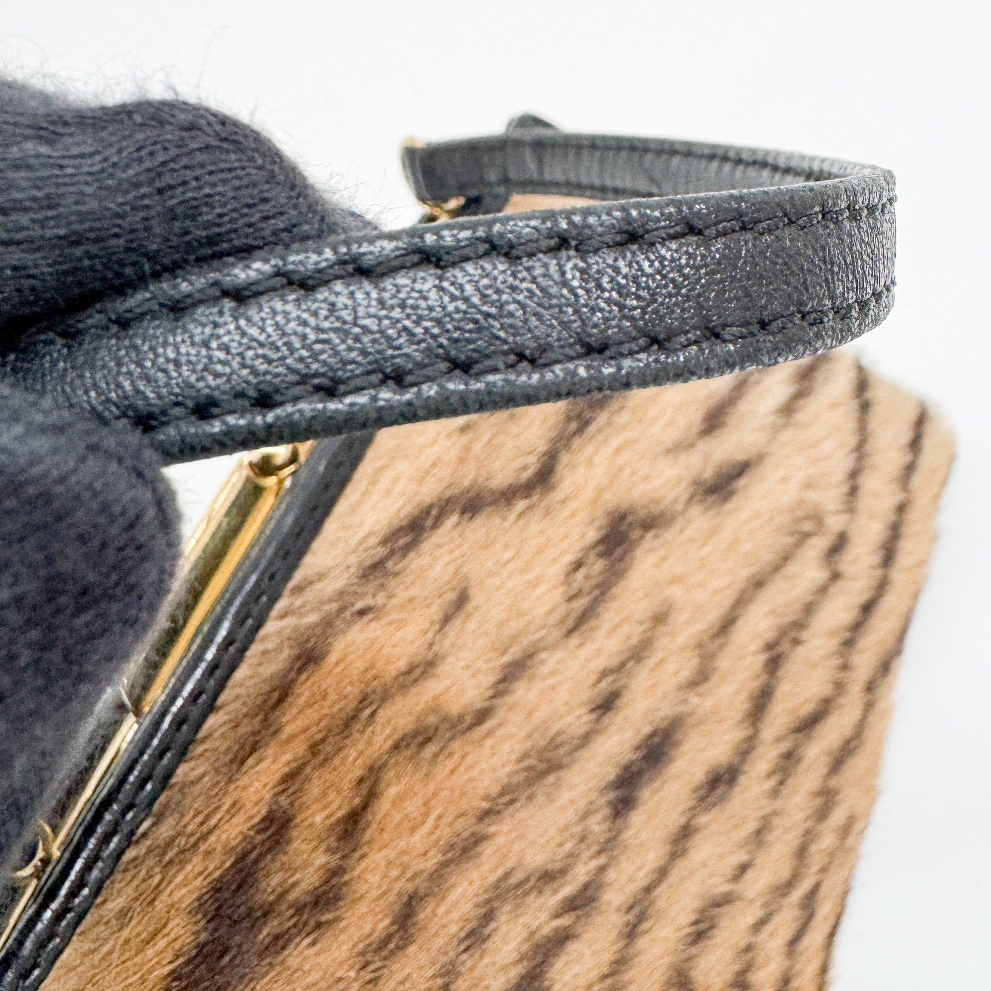 Brown Tiger Print Fur Hand Bag