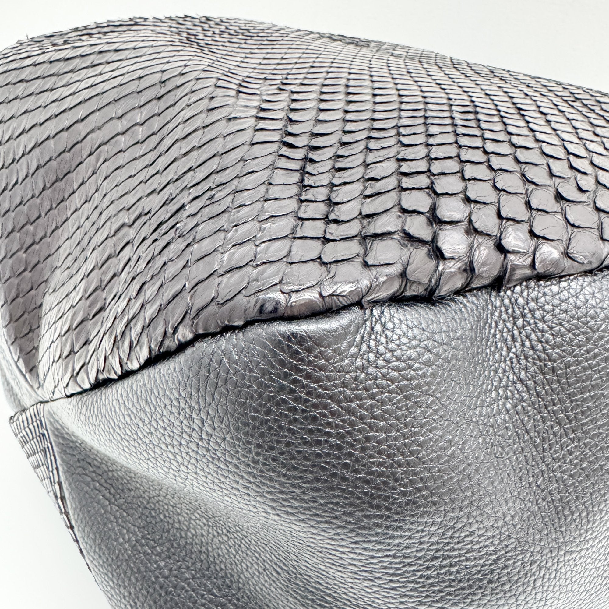 Greenwich Black Python Embossed Leather Hobo Bag