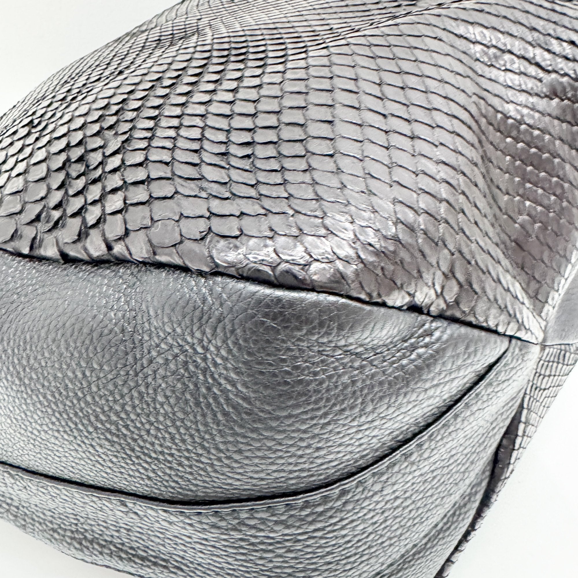 Greenwich Black Python Embossed Leather Hobo Bag